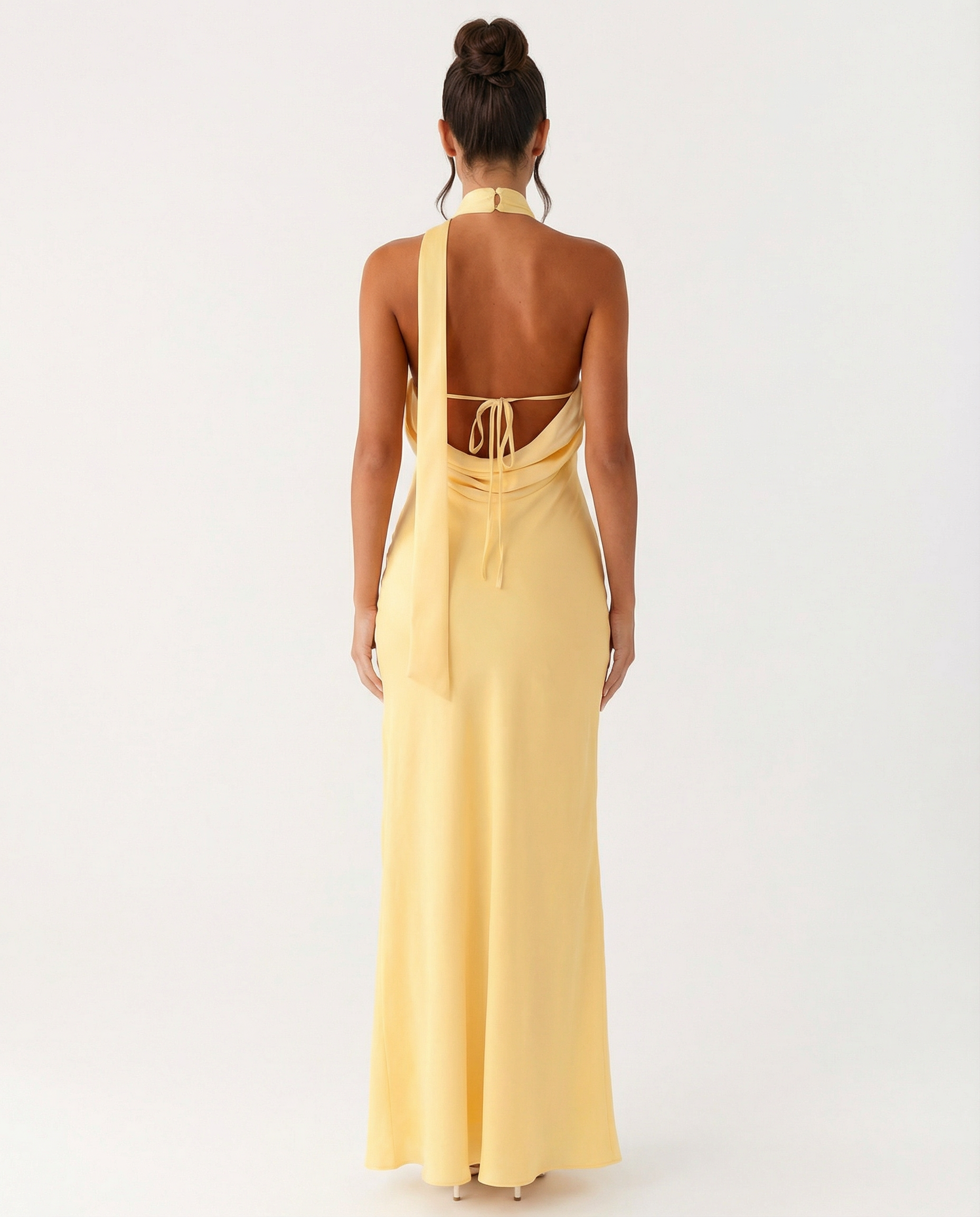 Elaine | Halter Neck Satin Maxi Dress