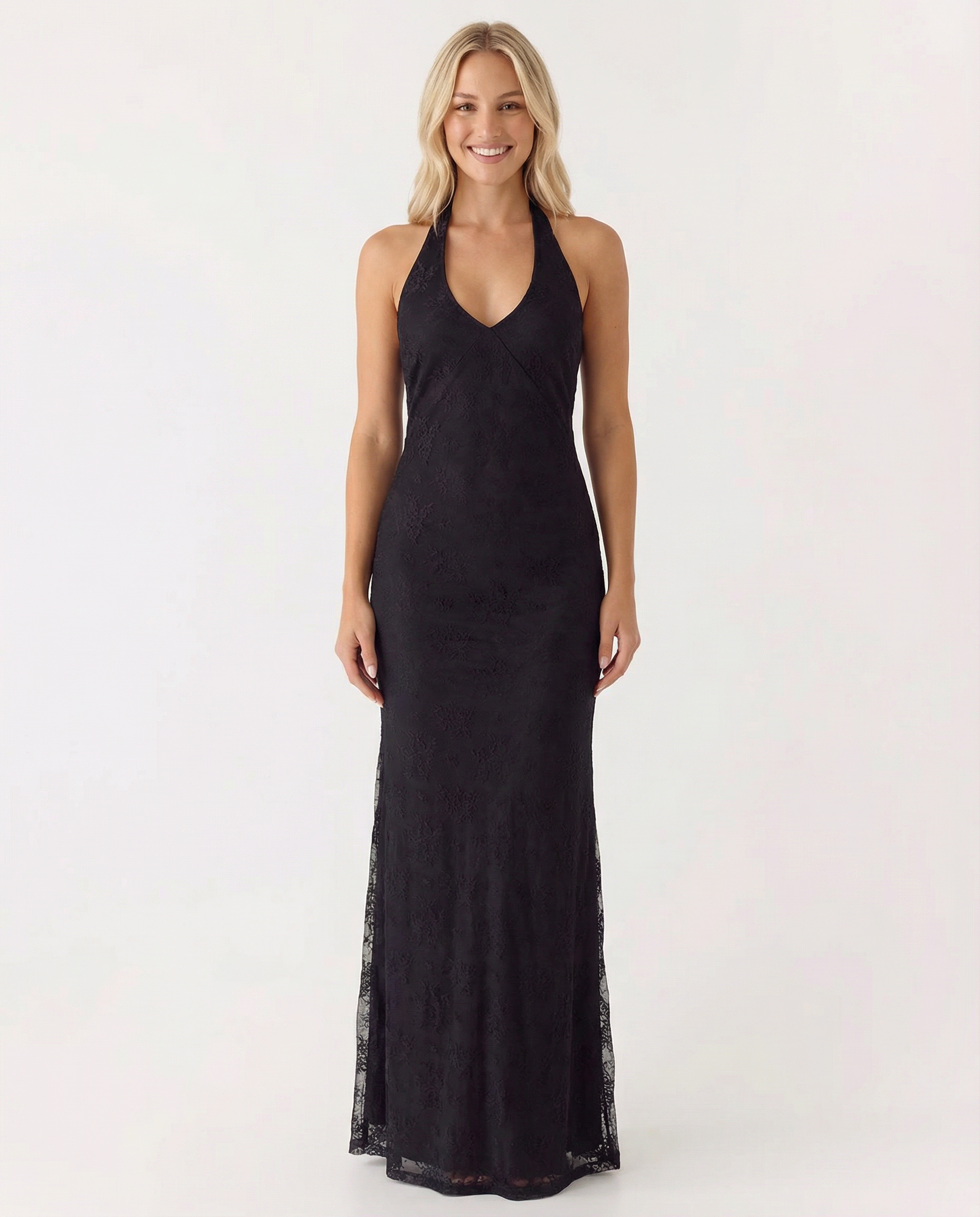 Tami | Lace Halter Neck Maxi Dress