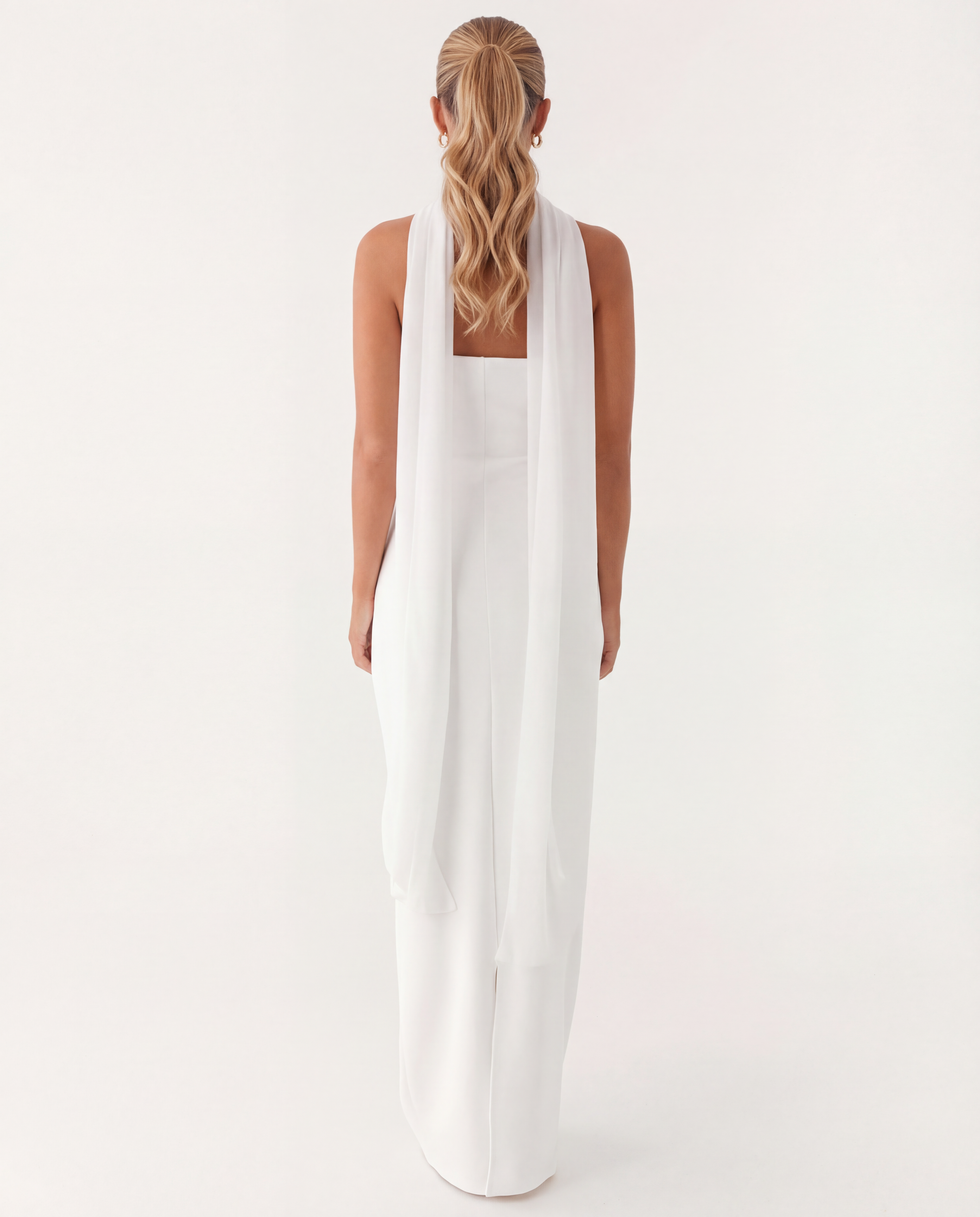 Latoya | Strapless Ruched Maxi Dress with Scarf