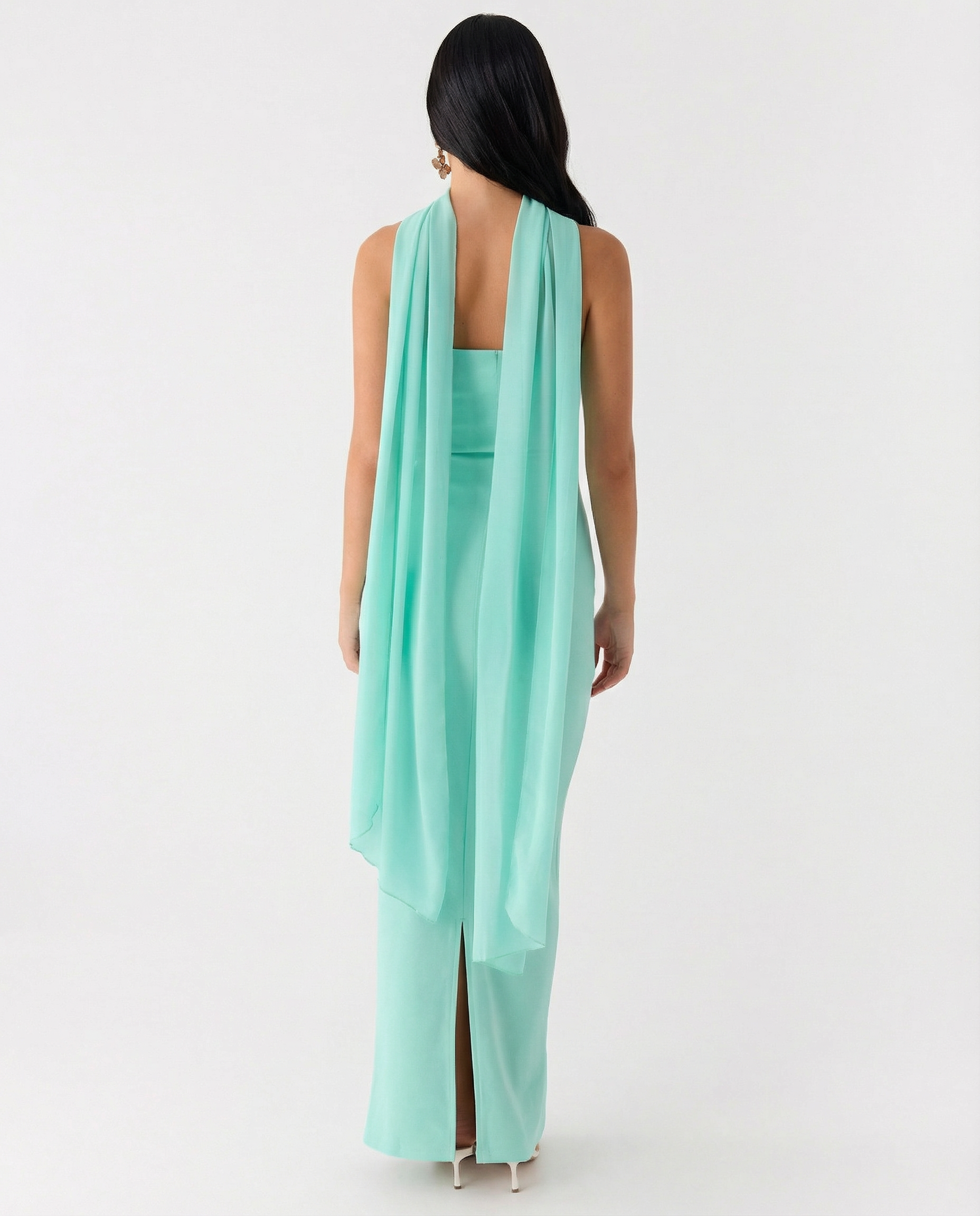 Latoya | Strapless Ruched Maxi Dress with Scarf