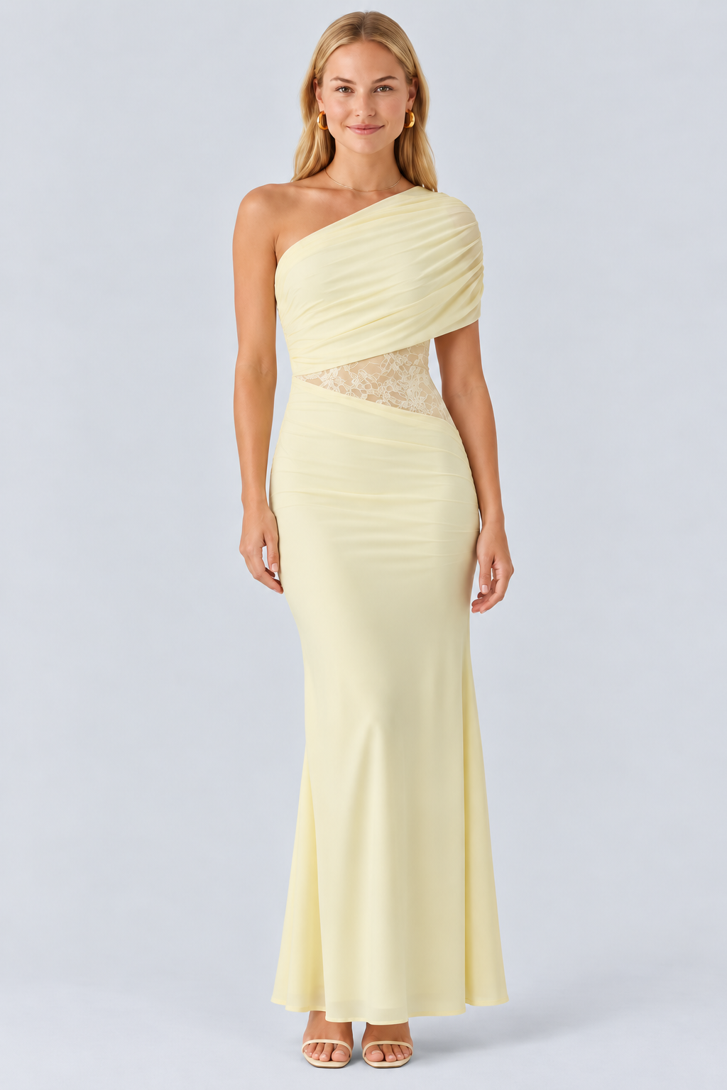 Edna | One-Shoulder Lace Cutout Maxi Dress