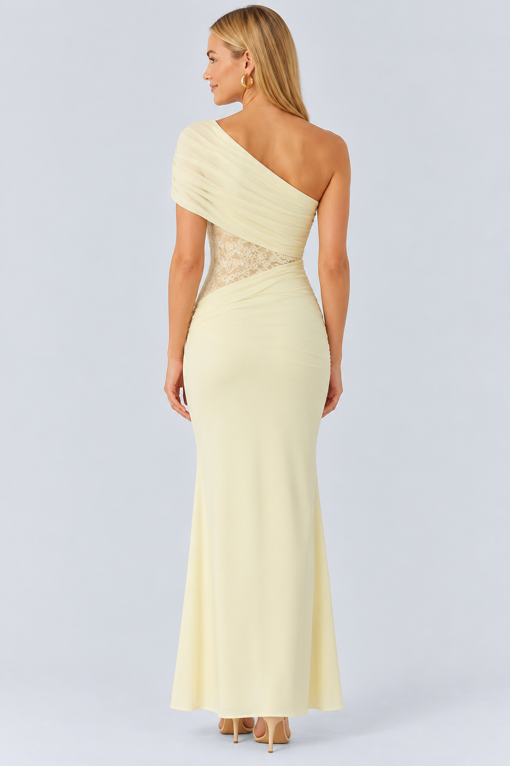 Edna | One-Shoulder Lace Cutout Maxi Dress