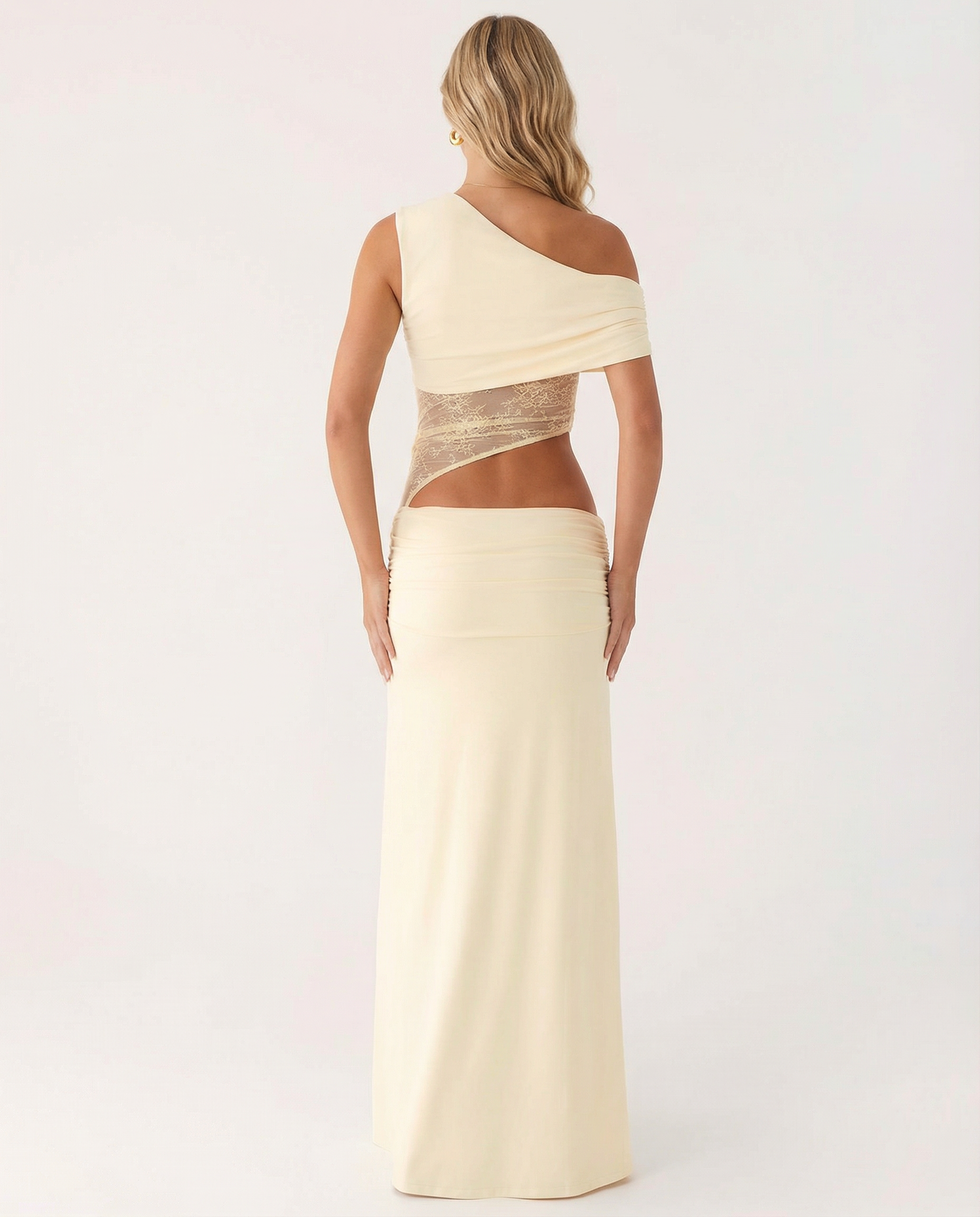 Edna | One-Shoulder Lace Cutout Maxi Dress