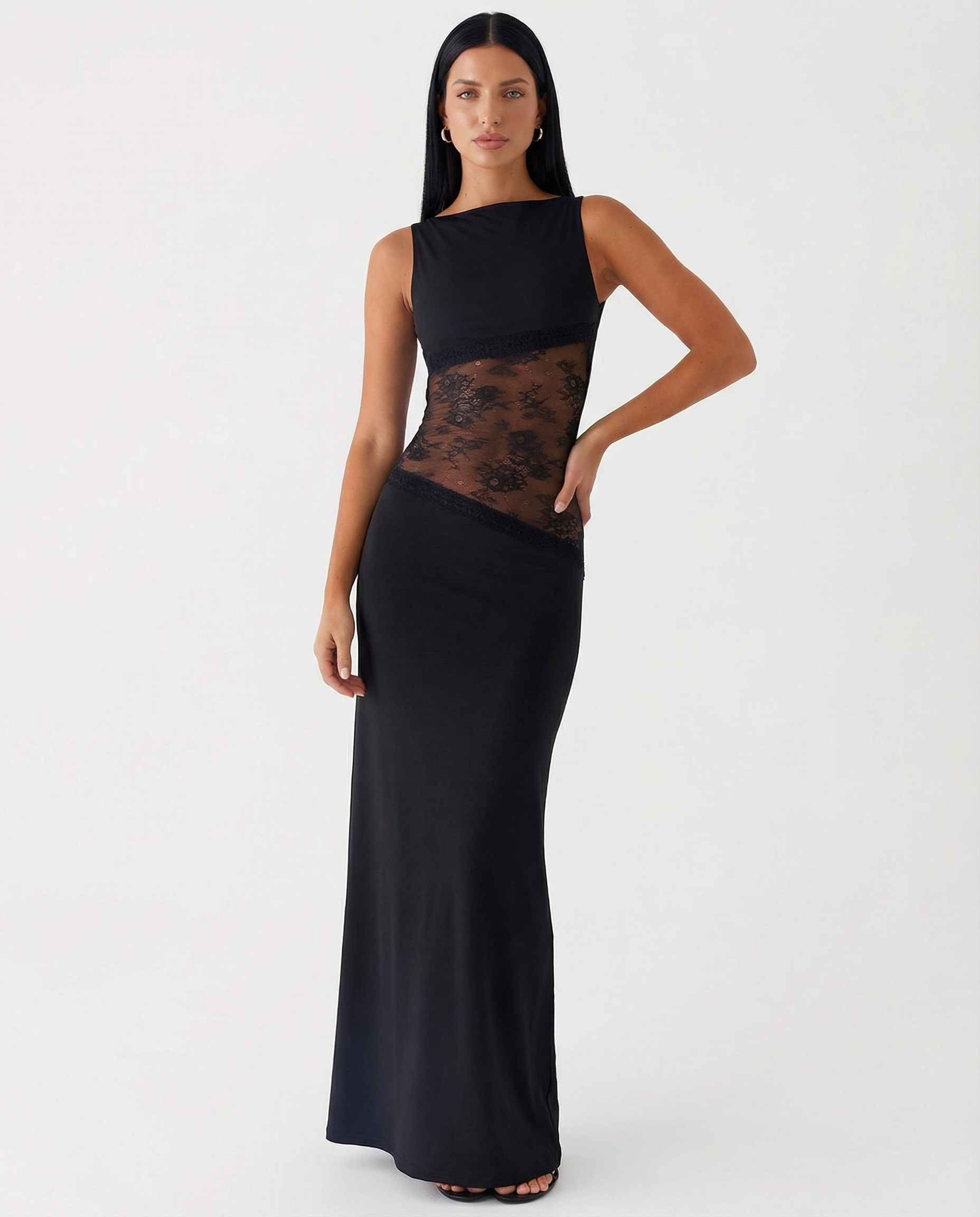 Marta | Lace Waist Open Back Maxi Dress