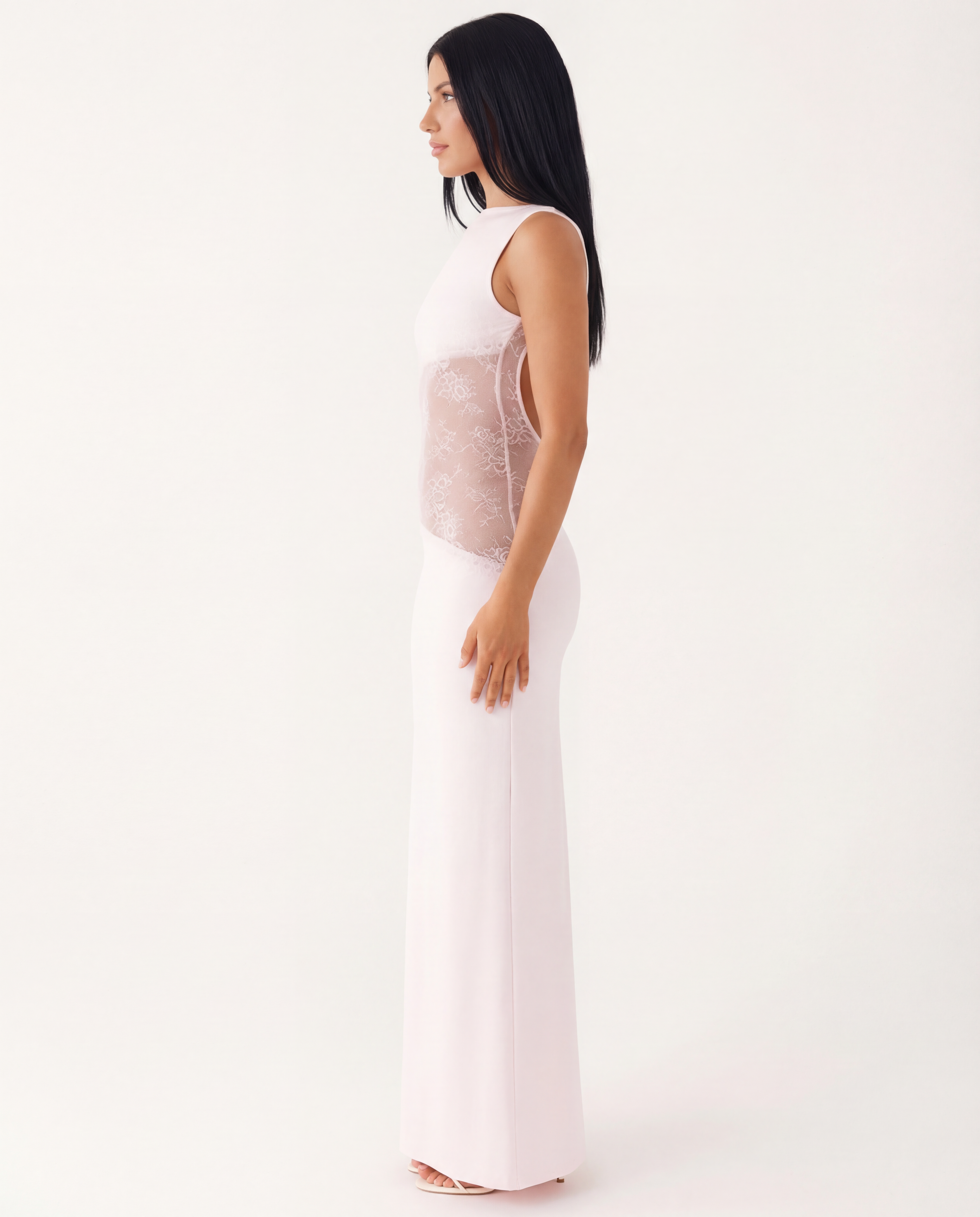 Marta | Lace Waist Open Back Maxi Dress