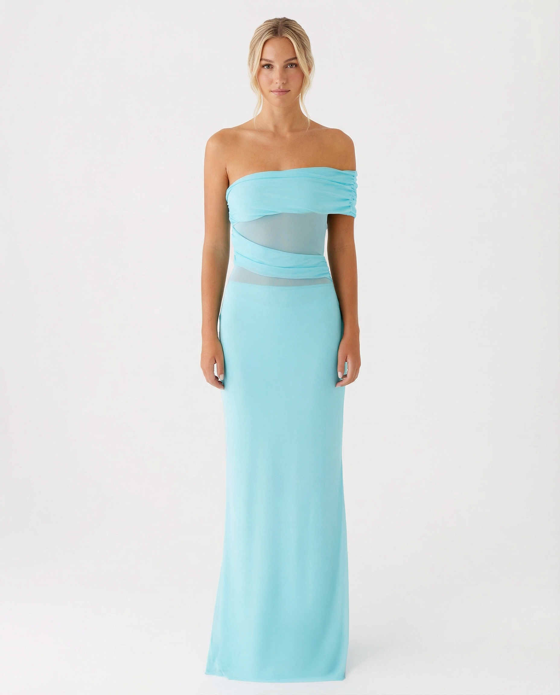 Antonia | One-Shoulder Ruched Slinky Maxi Dress