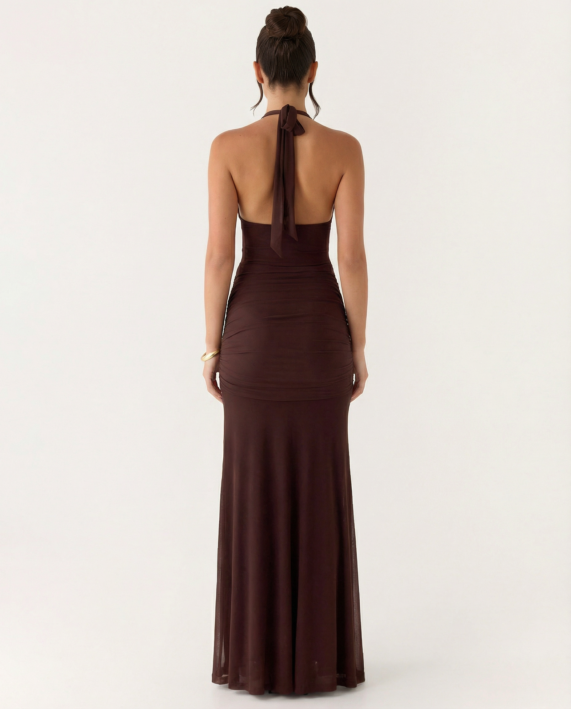 Gwen | Halter Maxi Dress with Hardware Detail and Ruching