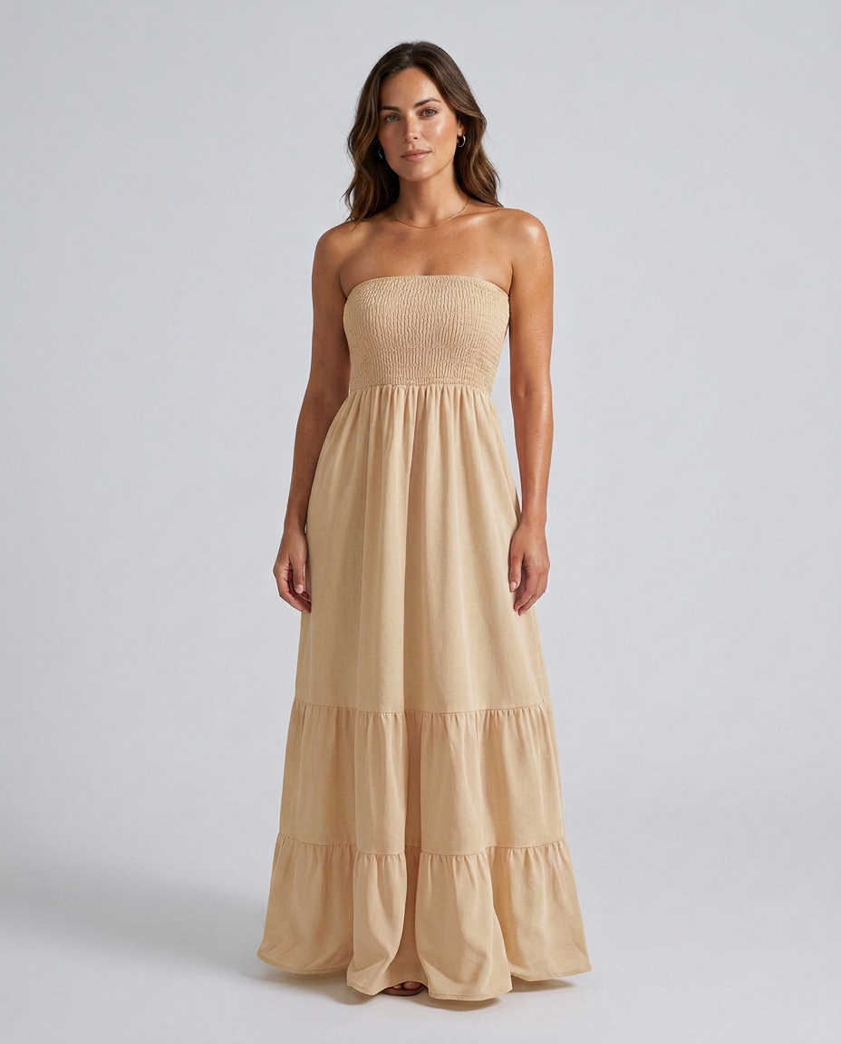 Harlow | Strapless Ruched Maxi Dress