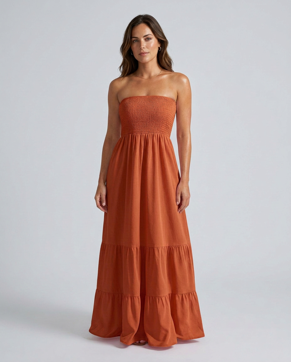 Harlow | Strapless Ruched Maxi Dress
