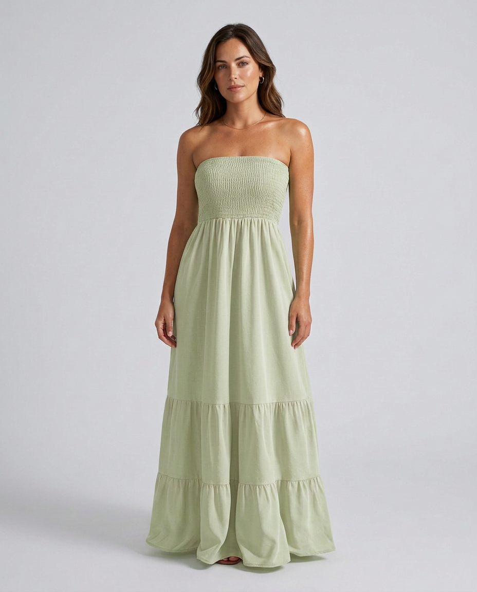Harlow | Strapless Ruched Maxi Dress