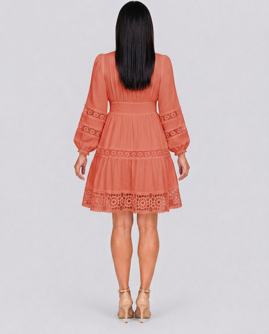 Ada | Vintage Lace-Trim Midi Dress