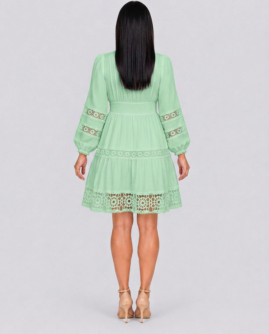 Ada | Vintage Lace-Trim Midi Dress