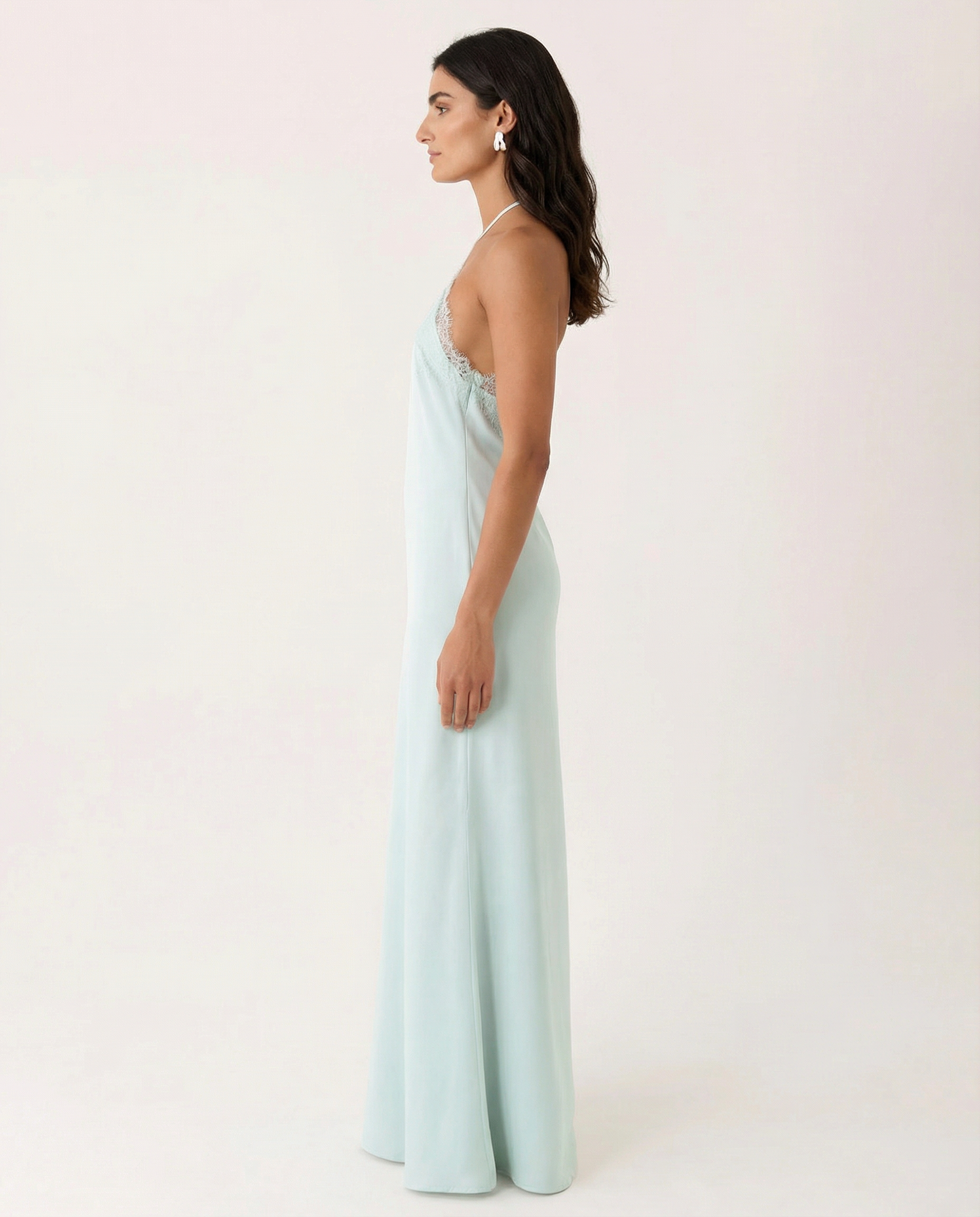 Caitlin | Halter Neck Maxi Dress with Lace Trim