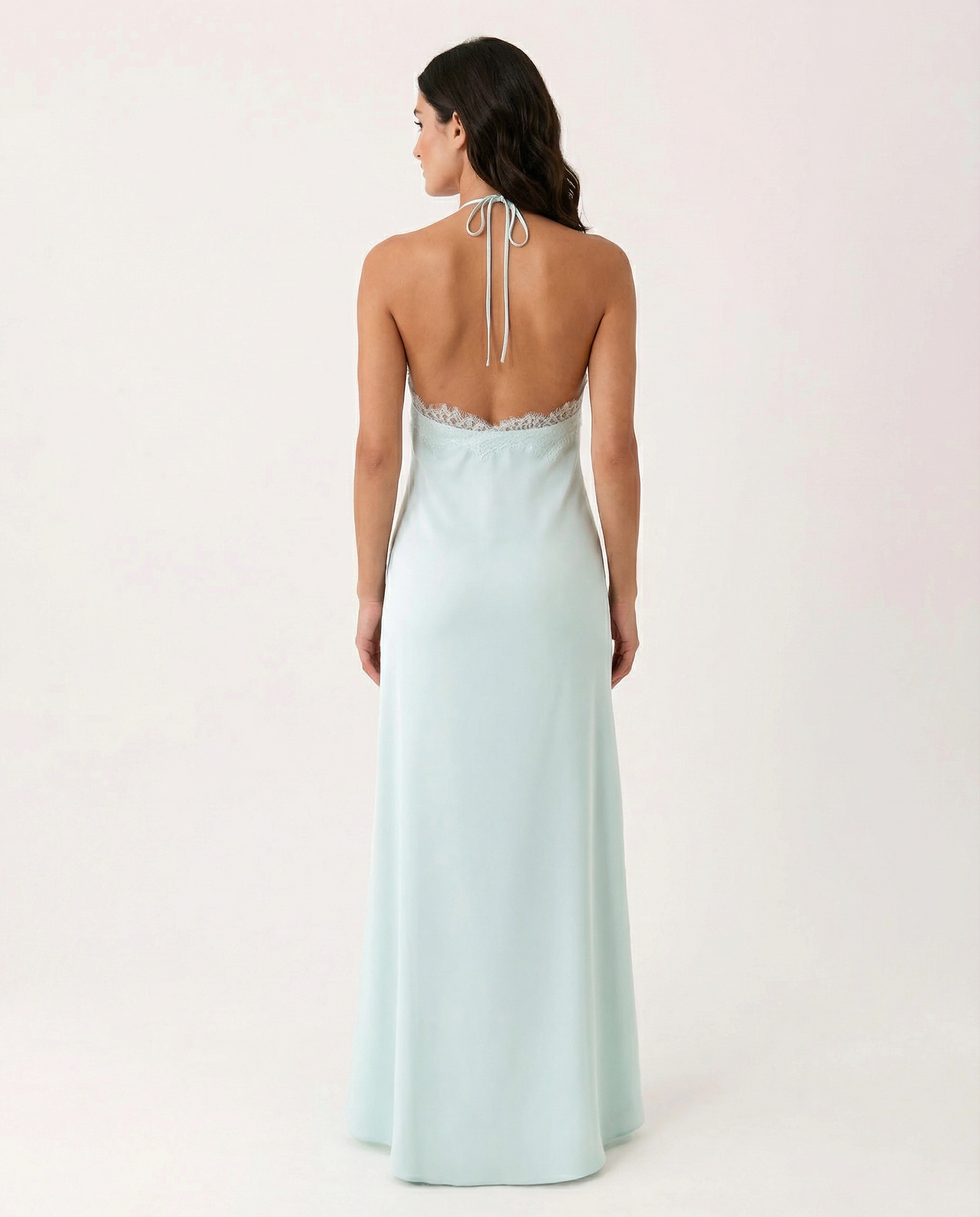 Caitlin | Halter Neck Maxi Dress with Lace Trim