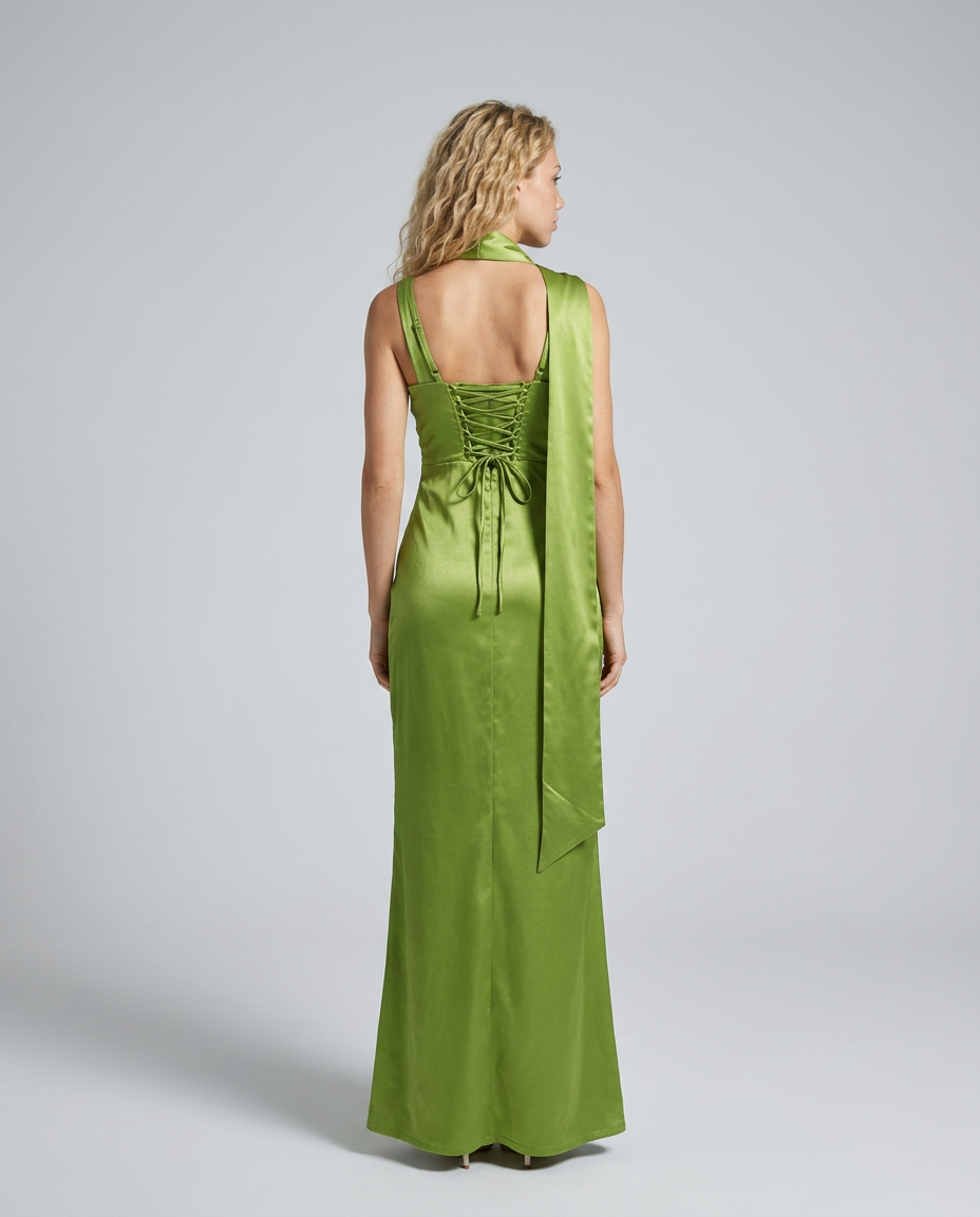 Emerson | Ruched Waist Satin-Look Maxi Dress