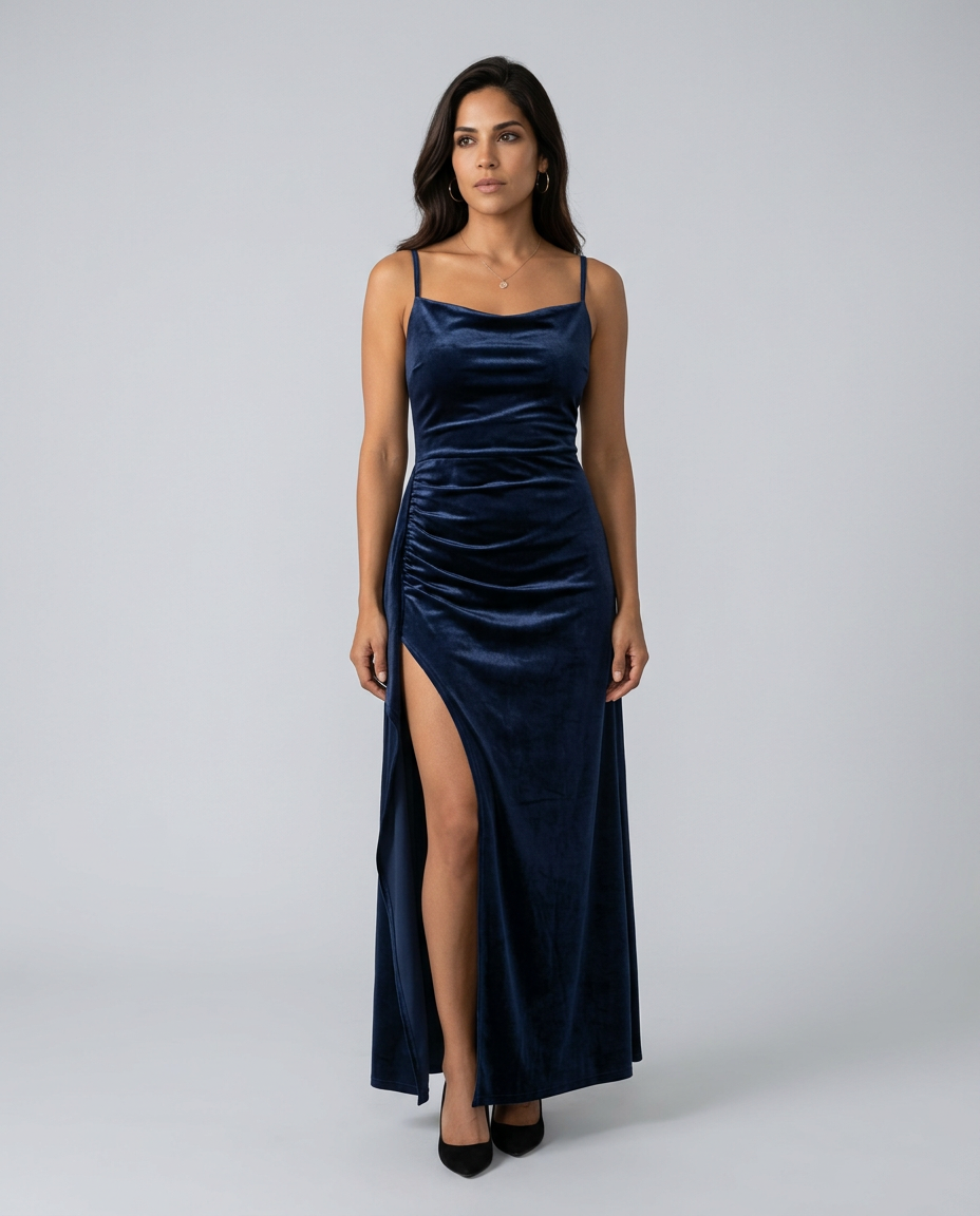 Estrella | Draped Satin-Look Maxi Dress