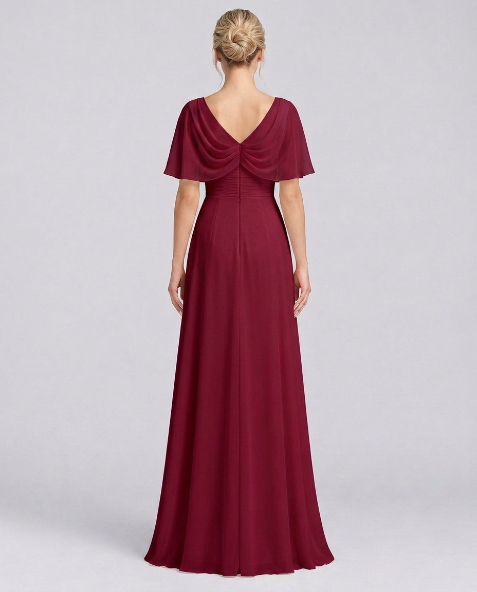 Orelia | Short Sleeve V-Neck Flowing Maxi Dress