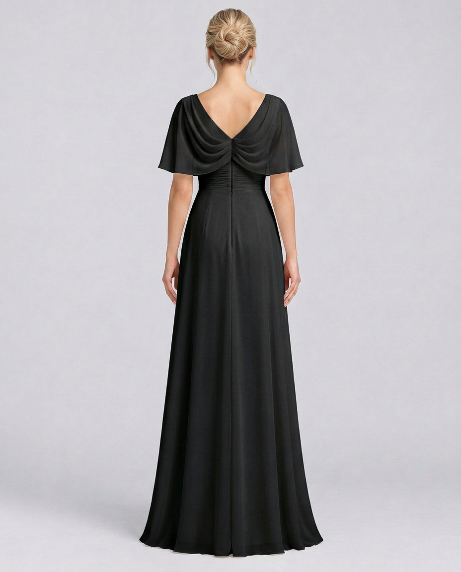 Orelia | Short Sleeve V-Neck Flowing Maxi Dress
