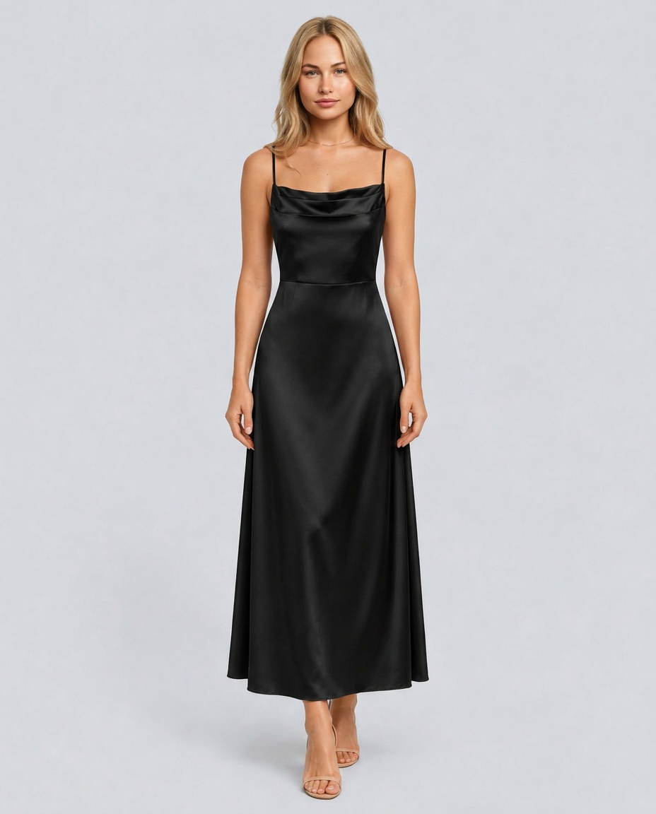 Opal | Sleeveless Cowl Neck Fitted Maxi Dress