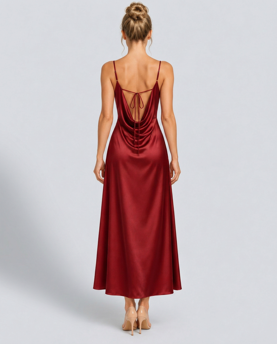 Opal | Sleeveless Cowl Neck Fitted Maxi Dress