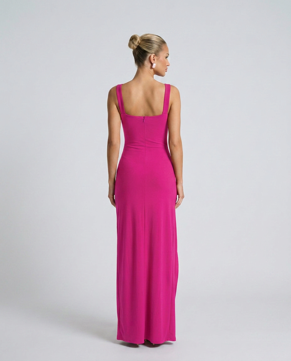 Pilar | Square Neck High Slit Maxi Dress