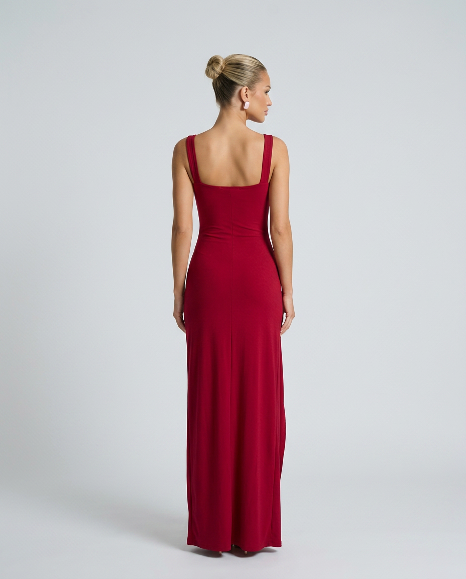 Pilar | Square Neck High Slit Maxi Dress