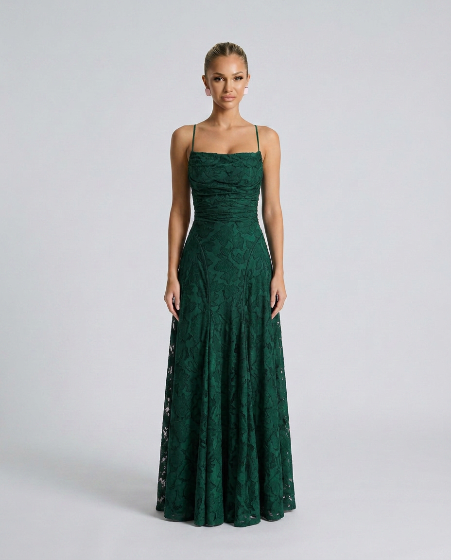 Valenne | Spaghetti Strap Full Lace Maxi Dress