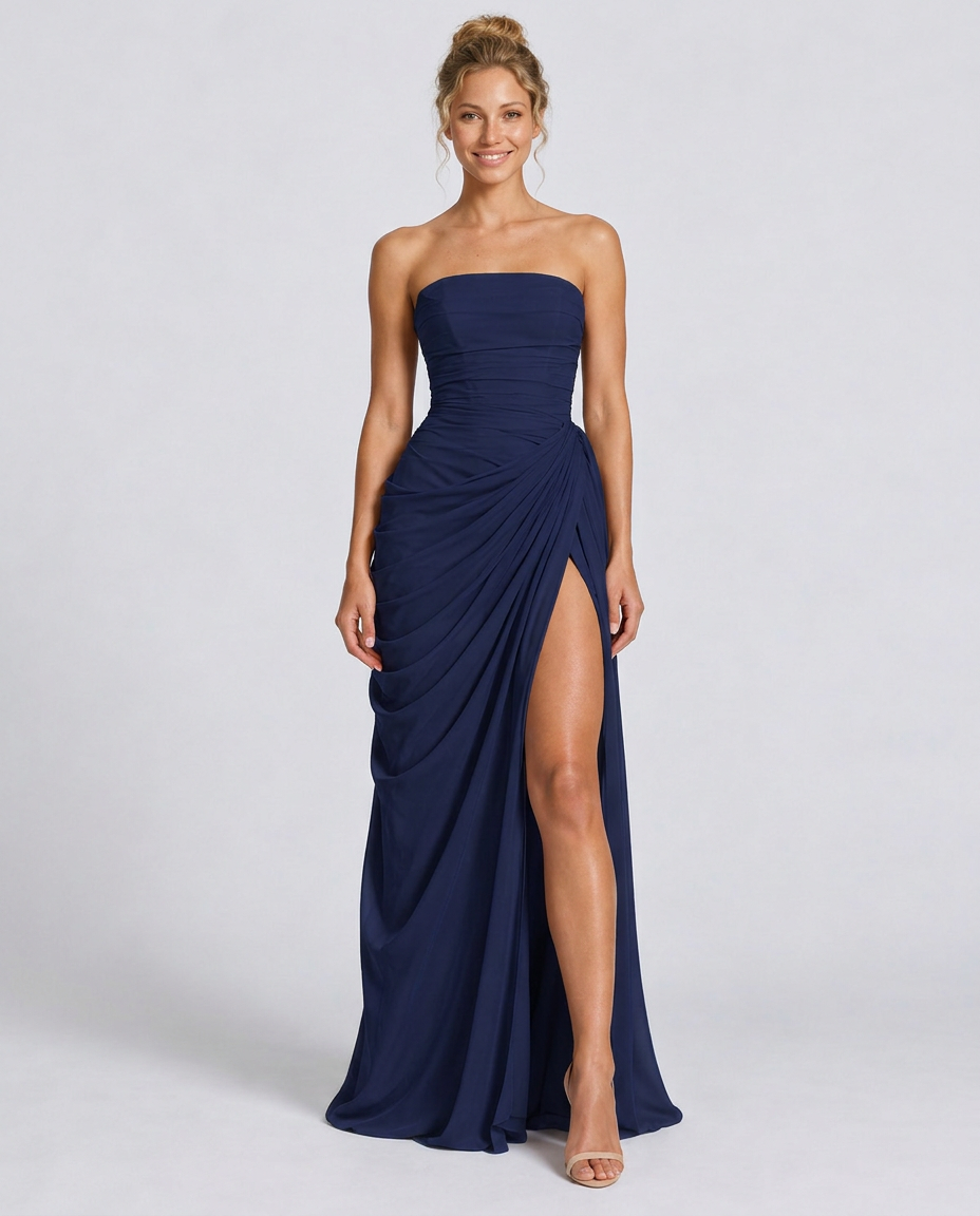 Cora | Strapless High Slit Maxi Dress