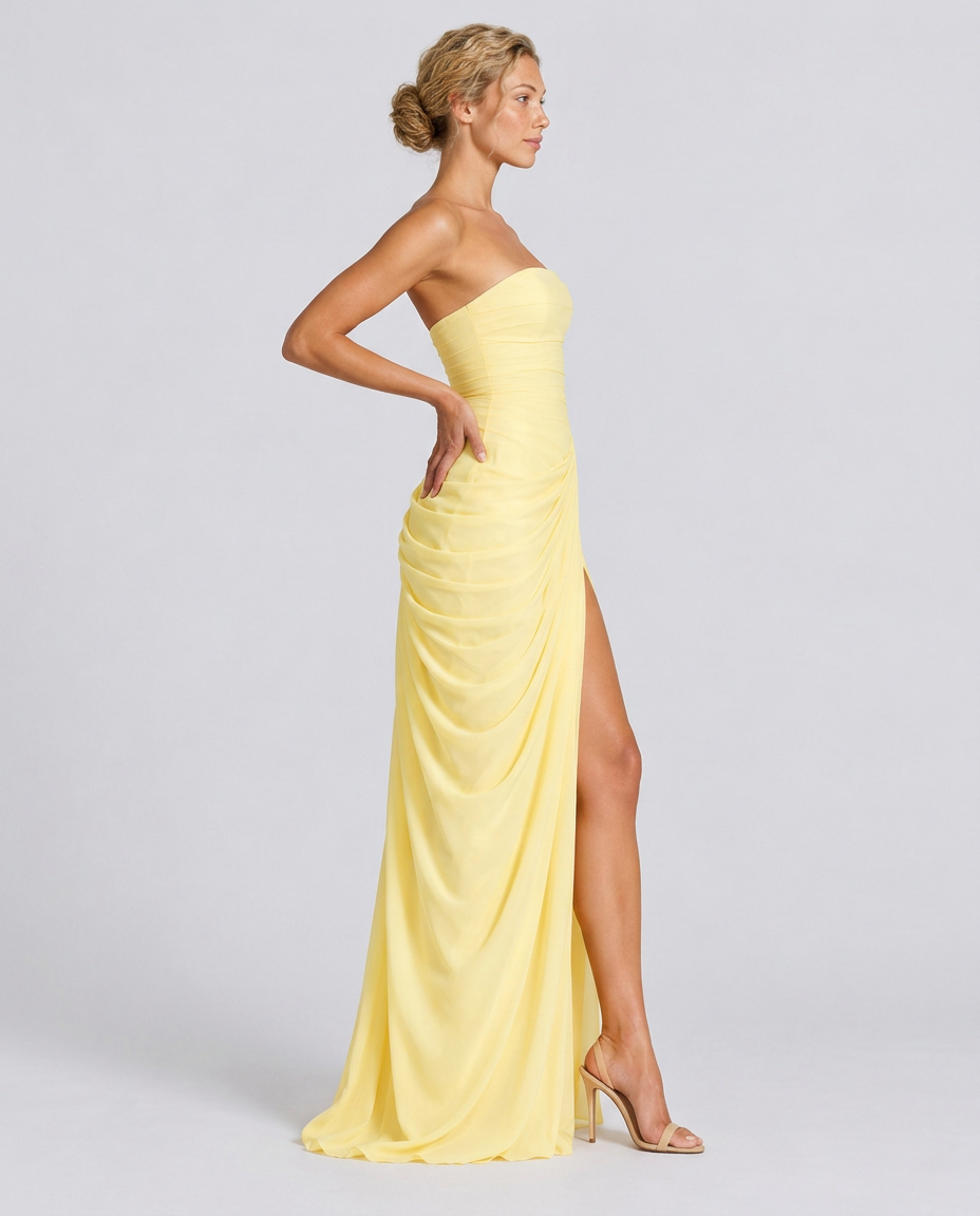 Cora | Strapless High Slit Maxi Dress