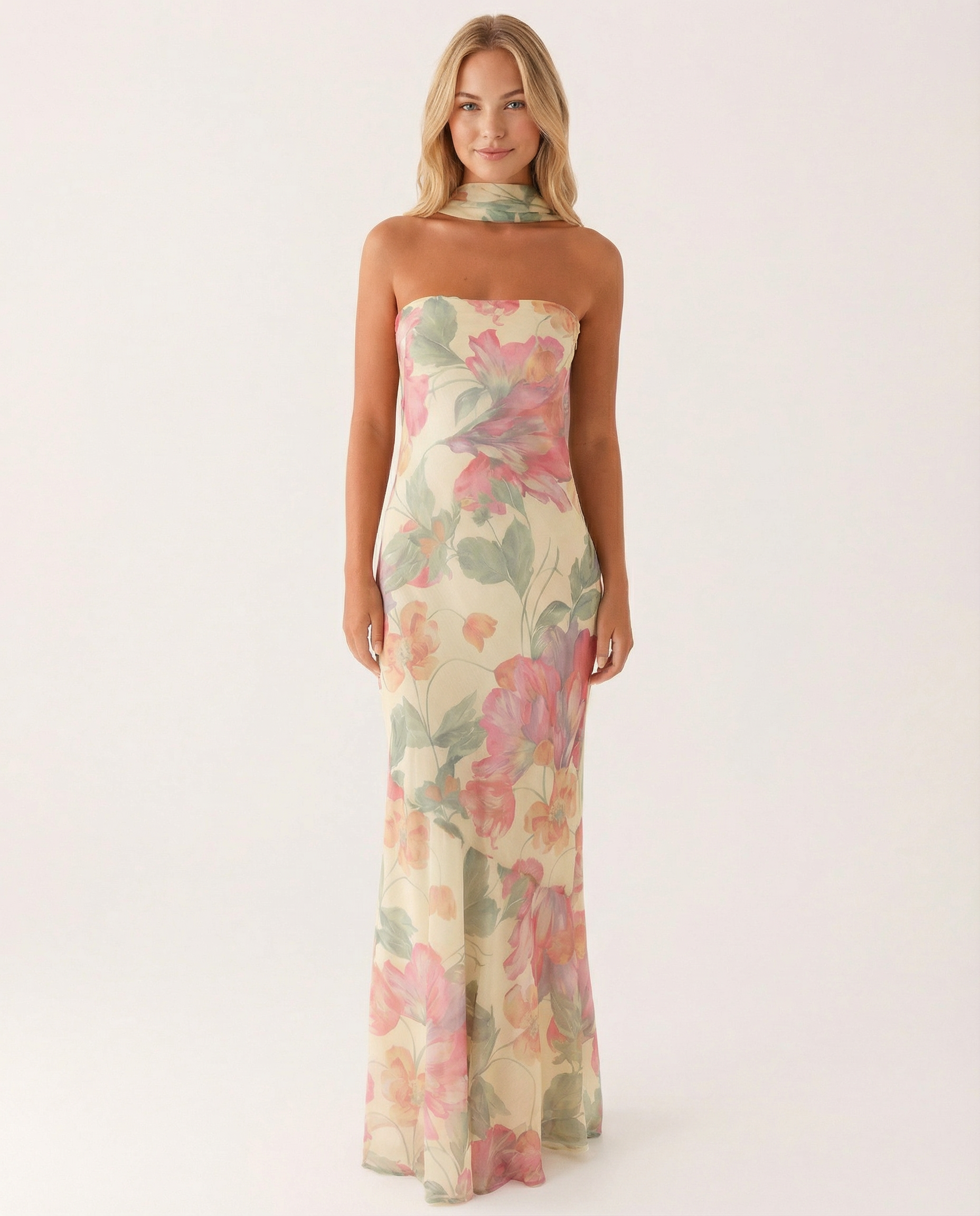 maxi dress with matching scarf BHLDN Ruched Maxi Dress and Matching Scarf