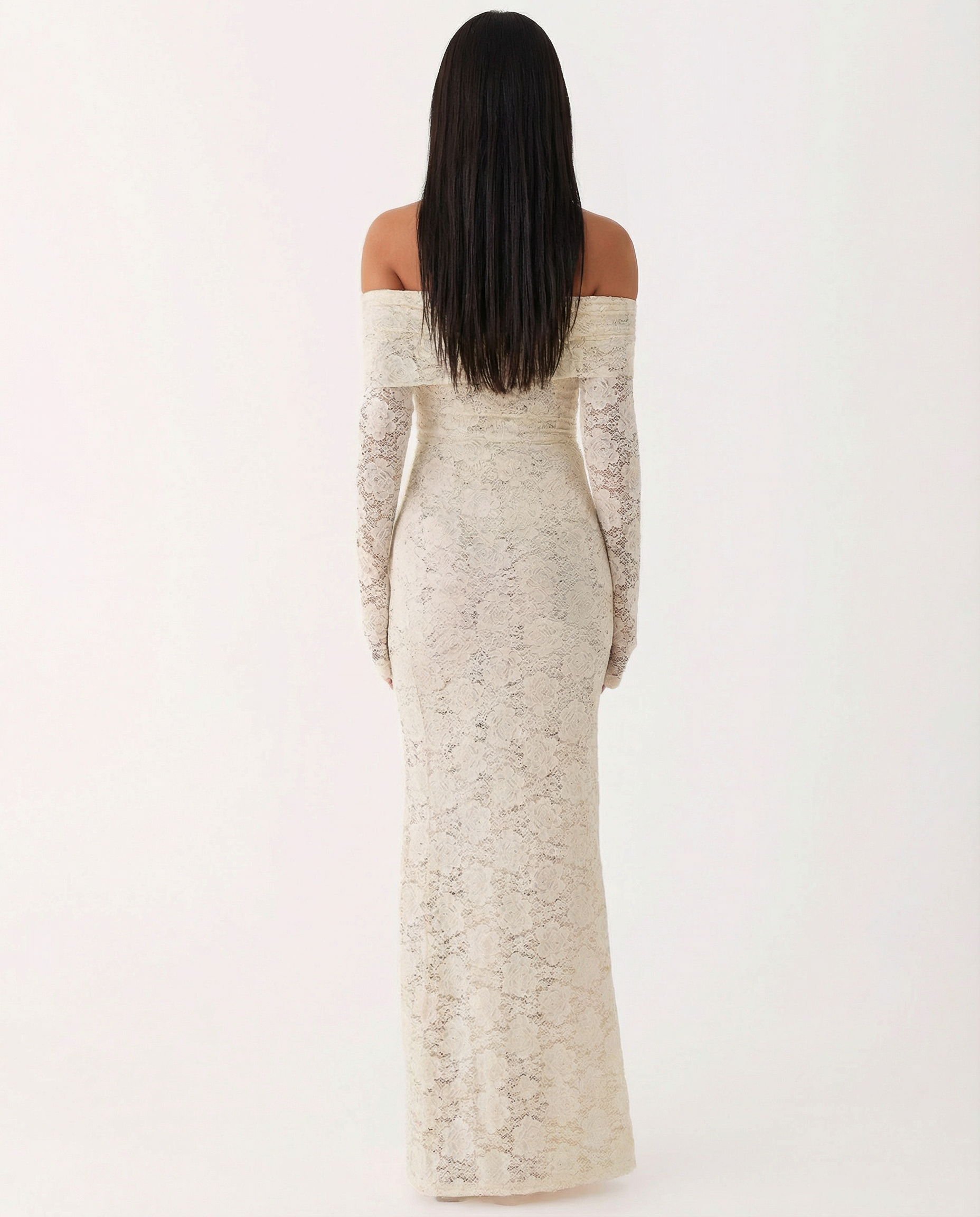 Mona | Lace Maxi Dress with Off Shoulder Neckline