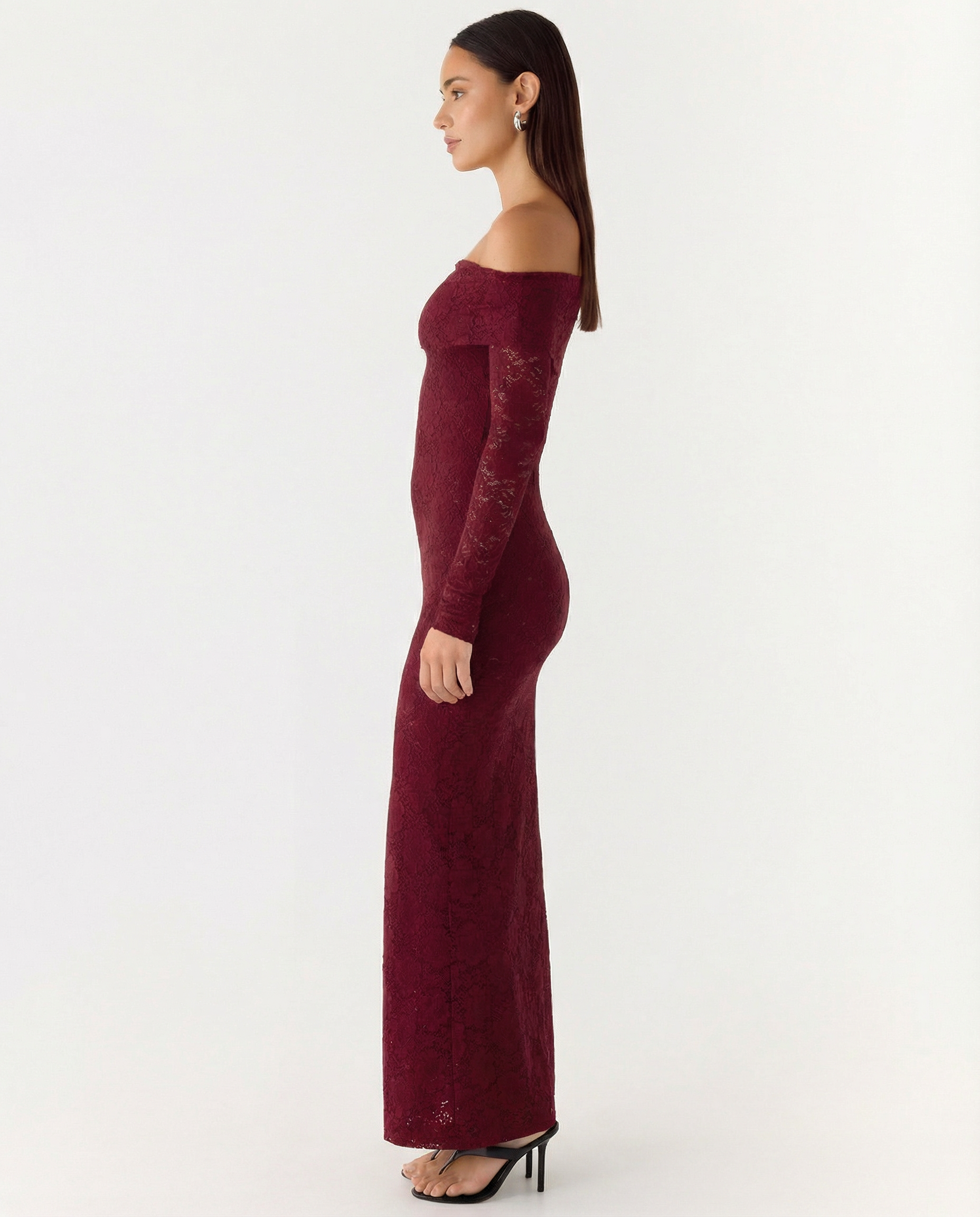 Mona | Lace Maxi Dress with Off Shoulder Neckline