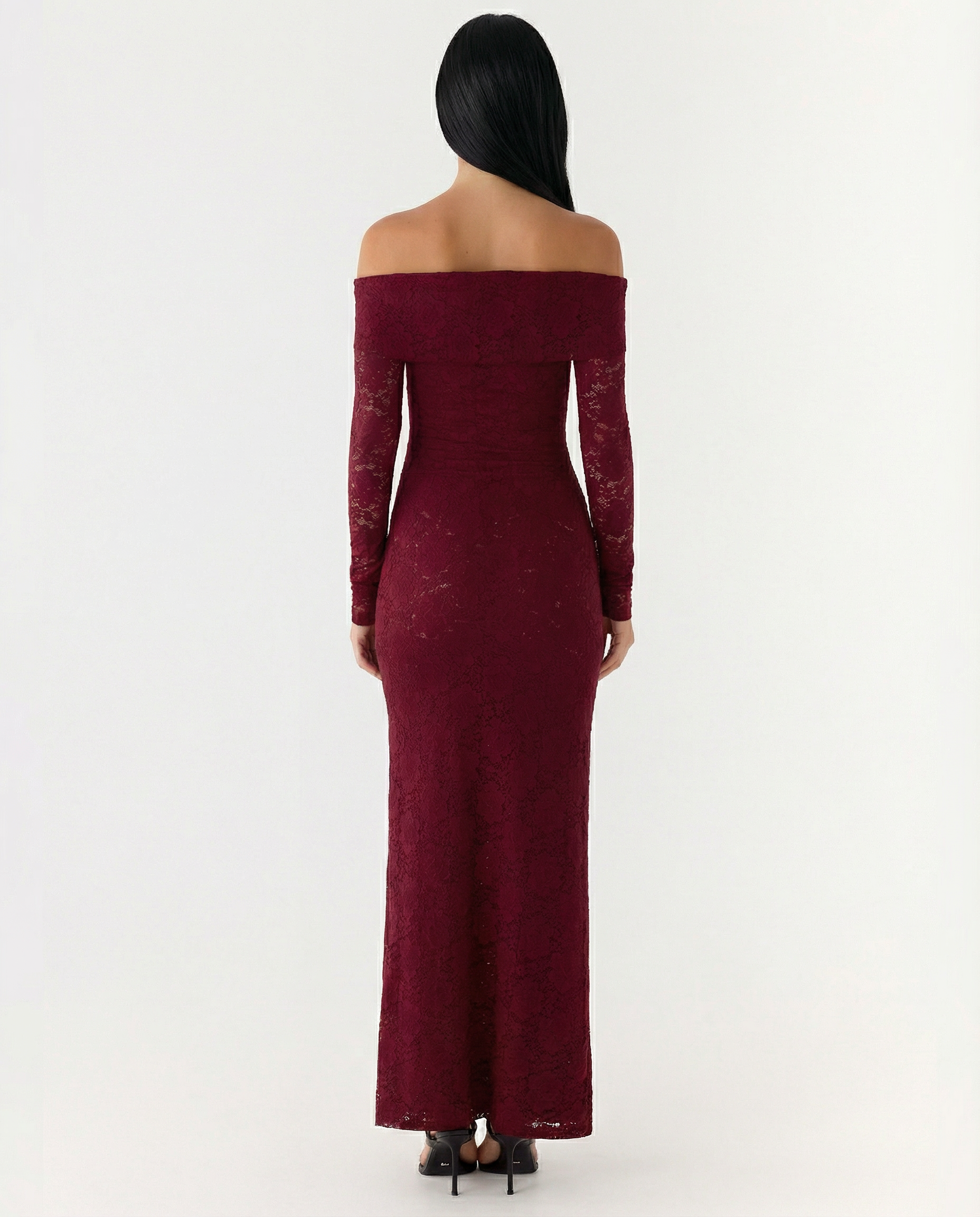 Mona | Lace Maxi Dress with Off Shoulder Neckline
