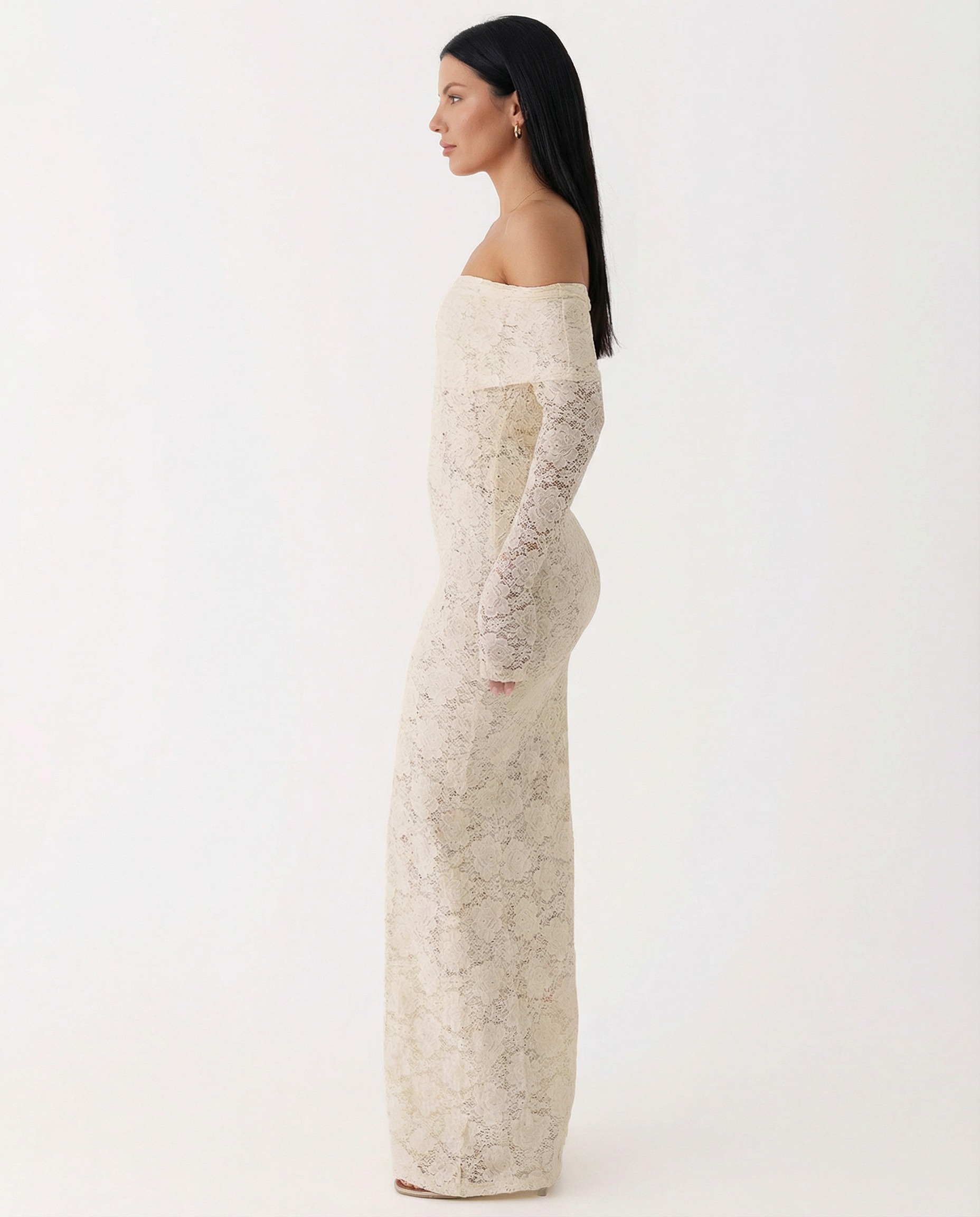 Mona | Lace Maxi Dress with Off Shoulder Neckline