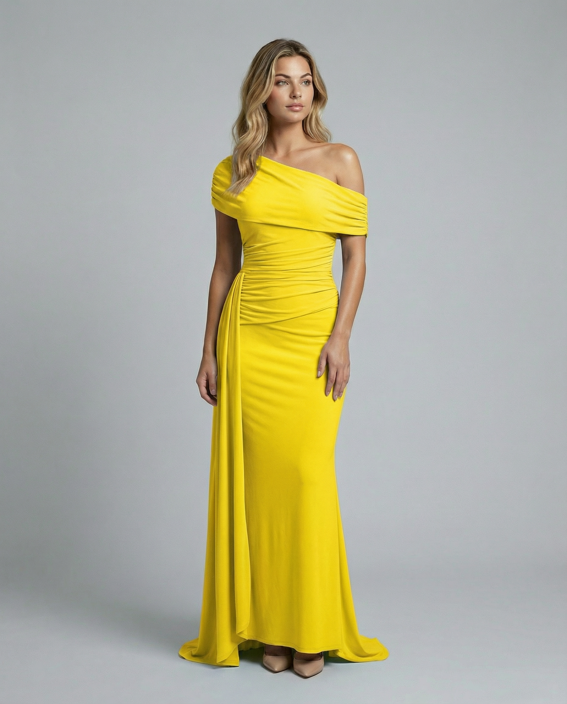 Una | Off-Shoulder Ruched Maxi Dress