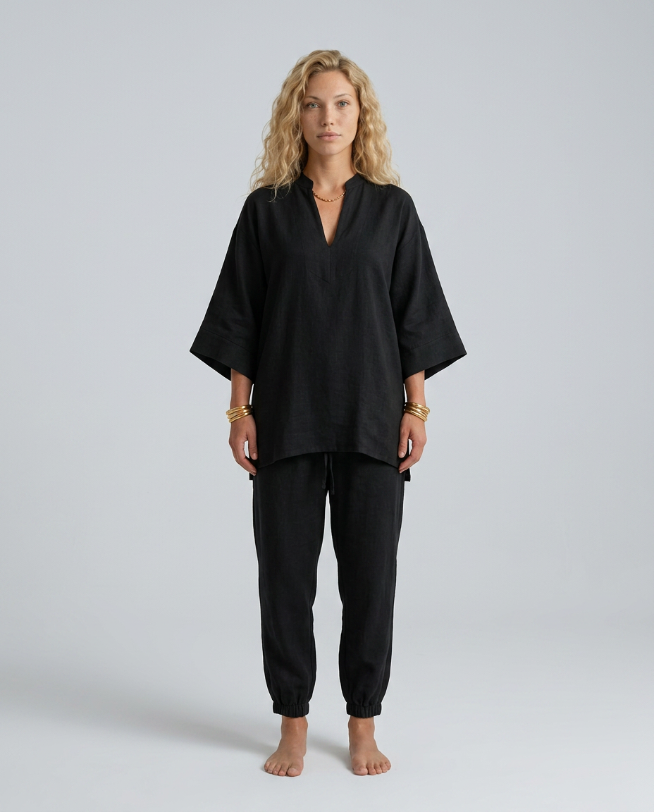 Seraphina | V-Neck Gathered Tunic & Trouser Co-ord Set