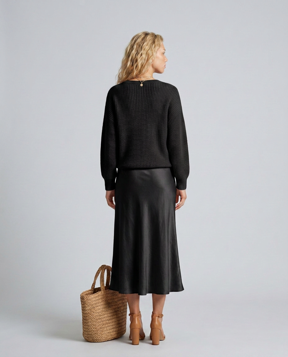 Vesna | Satin-Look Bias Skirt & Knit Layer Co-ord Set