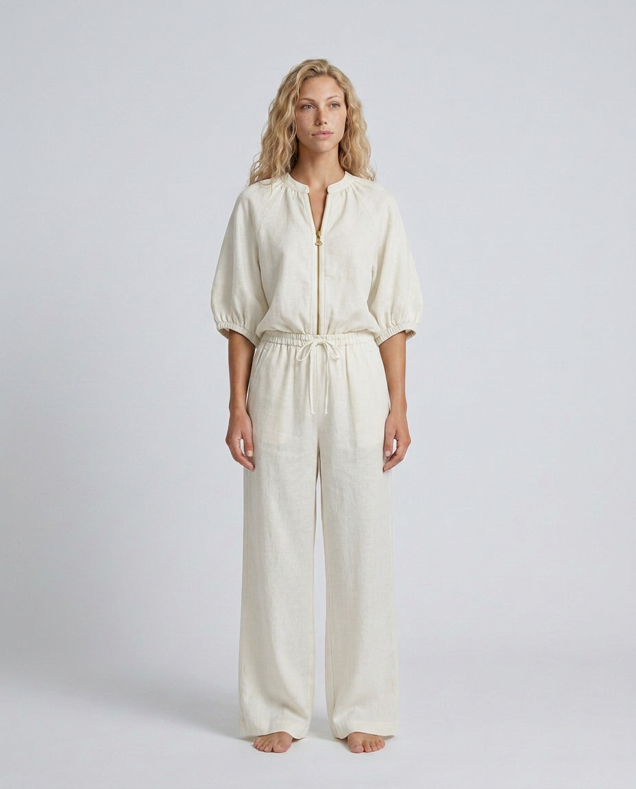 Isabela | Zip Front Blouson Top Wide Leg Co-ord Set