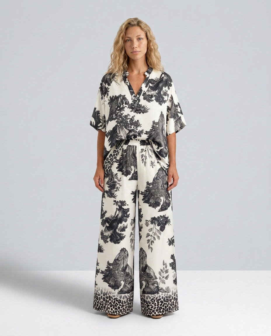 Fernanda | Printed Wide Leg Wrap Top Co-ord Set