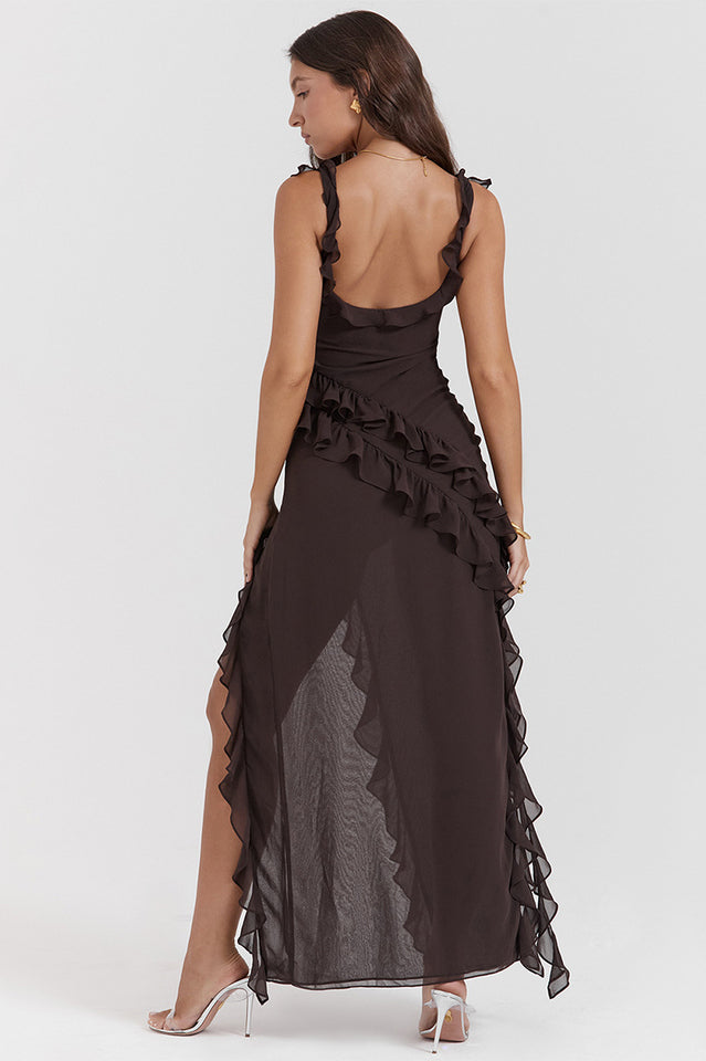 Eunice | Ruffle Slit Maxi Dress