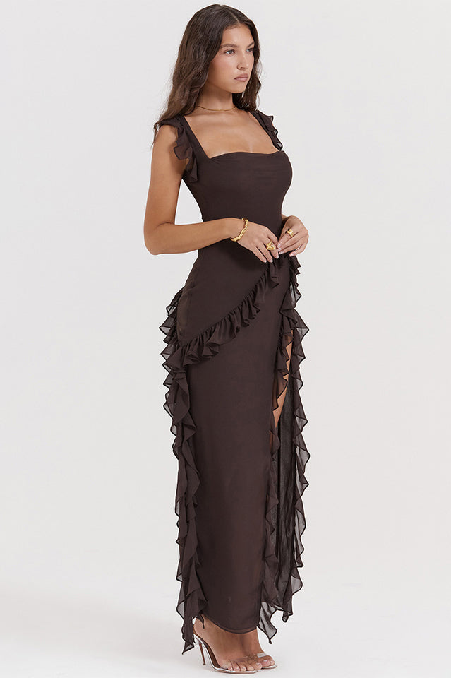 Eunice | Ruffle Slit Maxi Dress