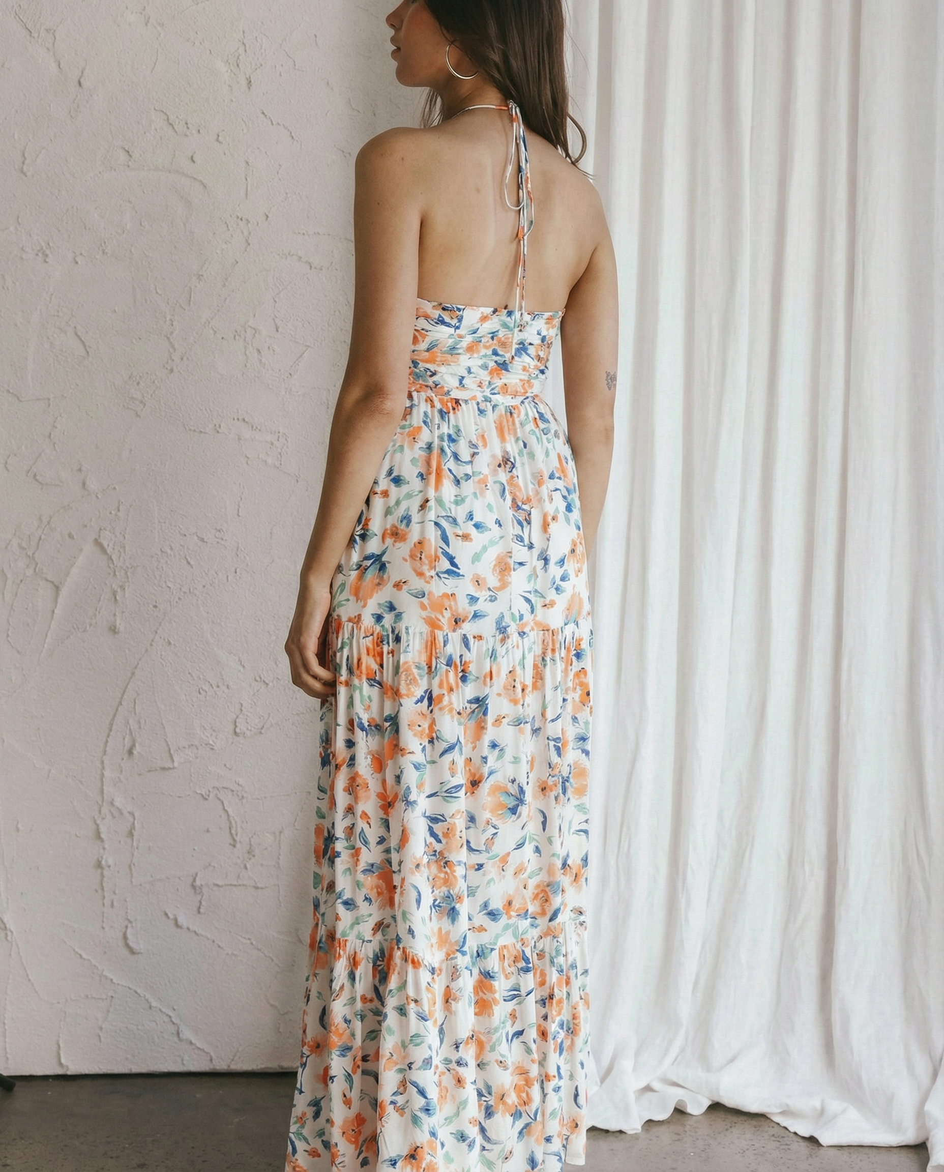 Mariska | Floral Halter Neck Maxi Dress