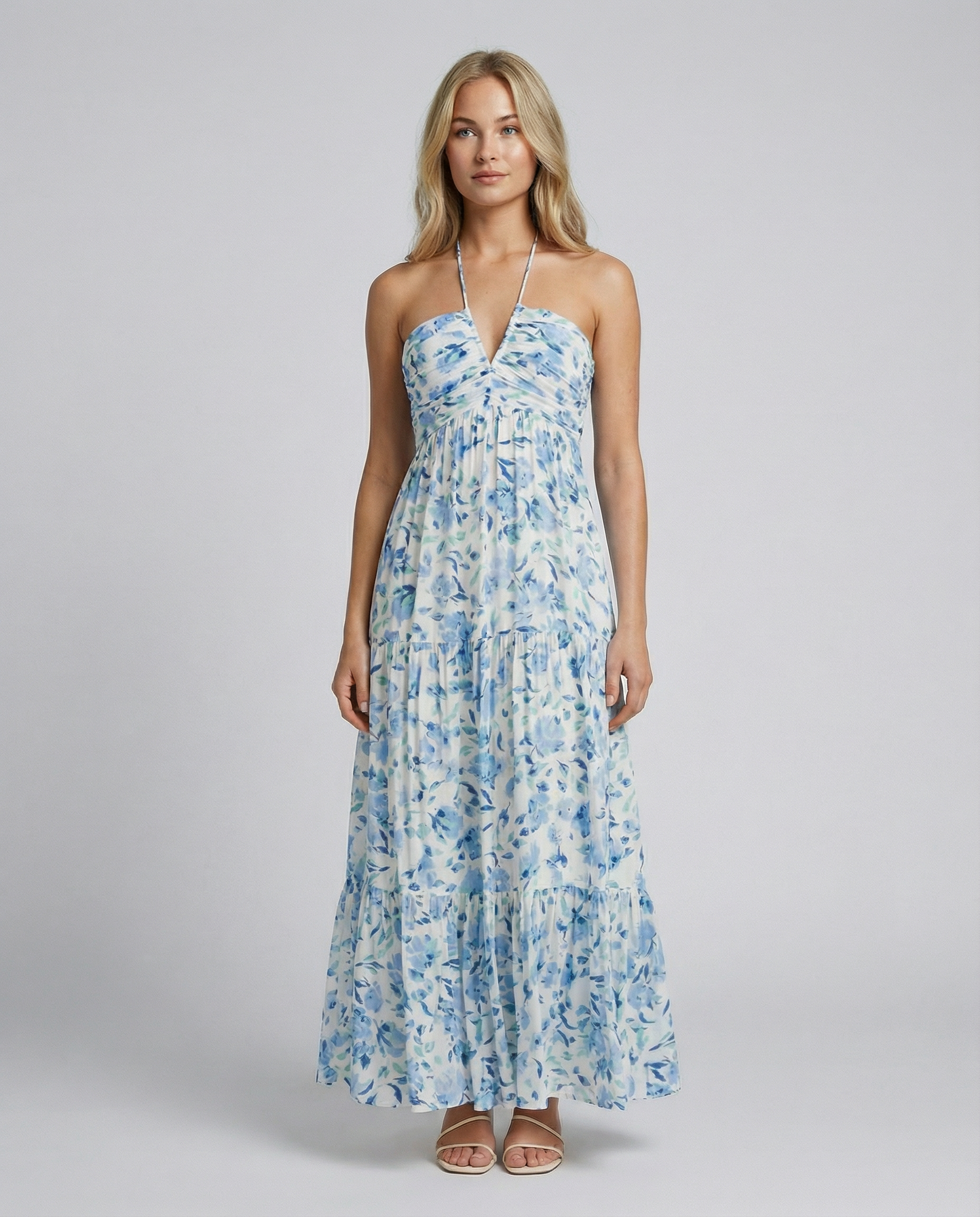 Mariska | Floral Halter Neck Maxi Dress