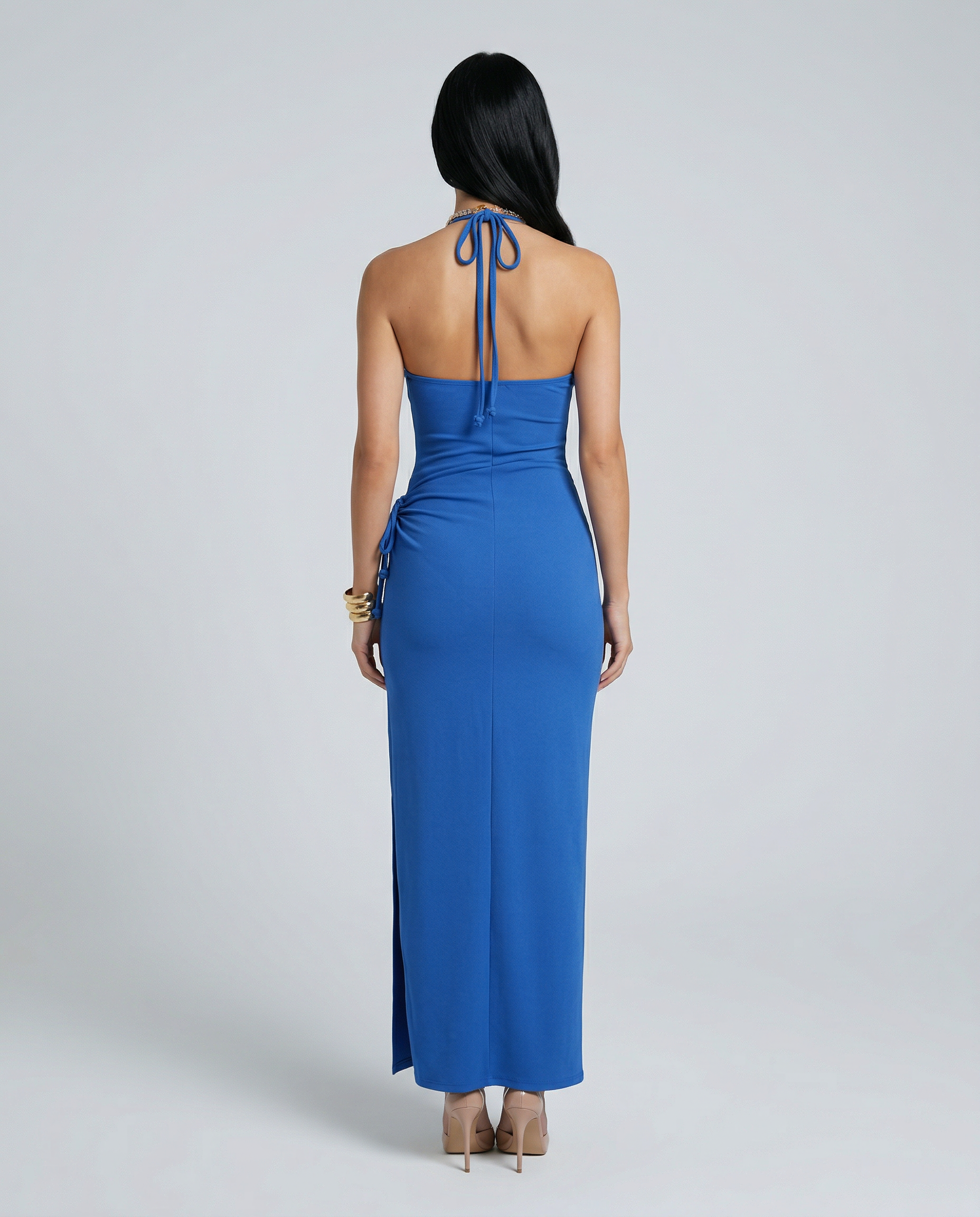 Elara | Halter Maxi Dress with Side Slit