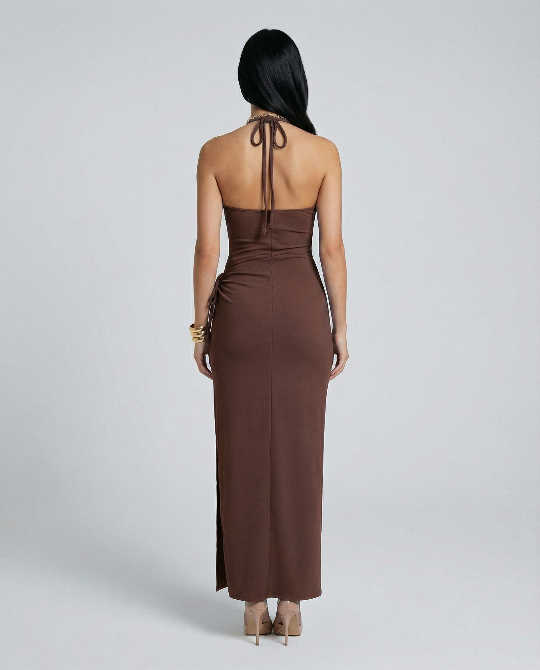 Elara | Halter Maxi Dress with Side Slit