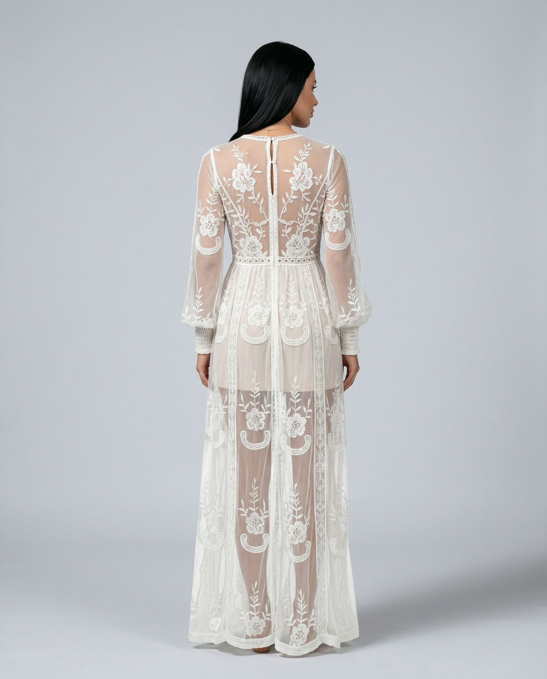 Maxine | Lace Maxi Dress with Long Sleeves