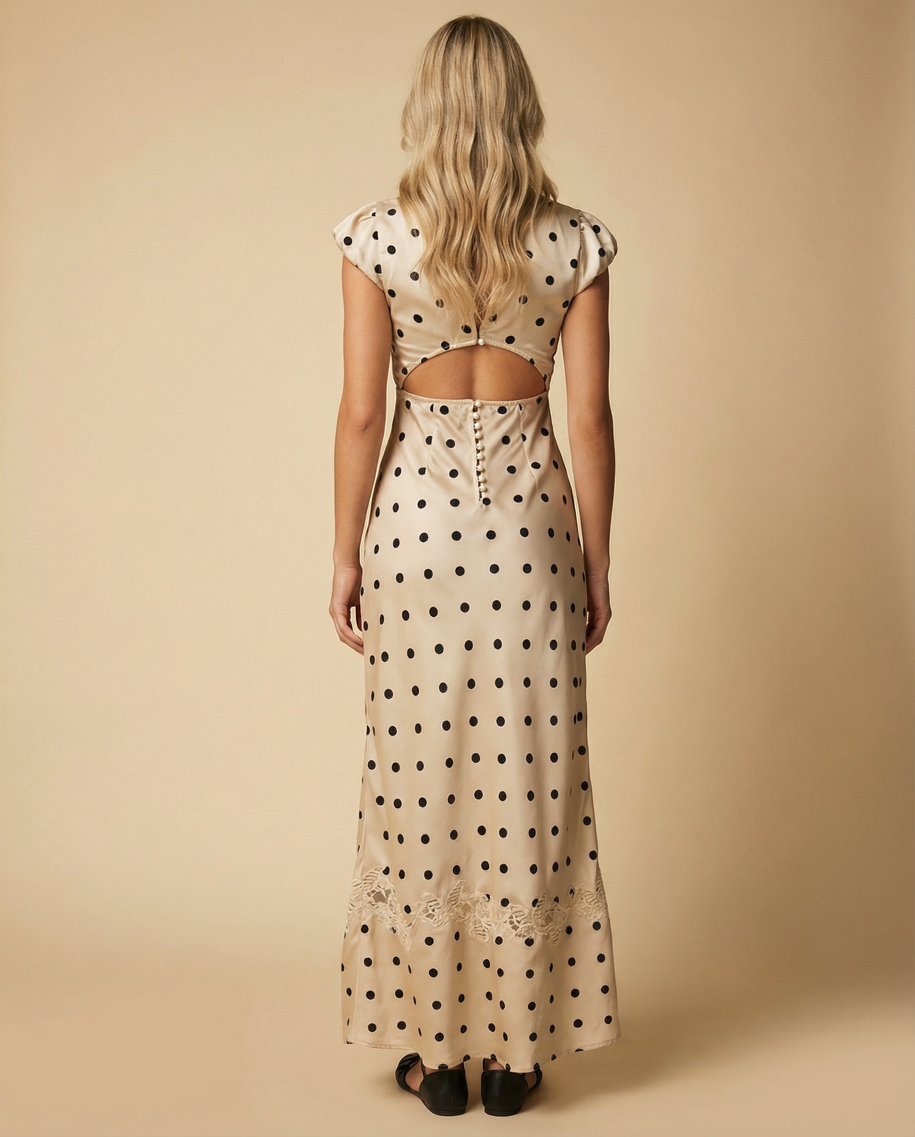 Gina | Lace Polka Dot Maxi Dress