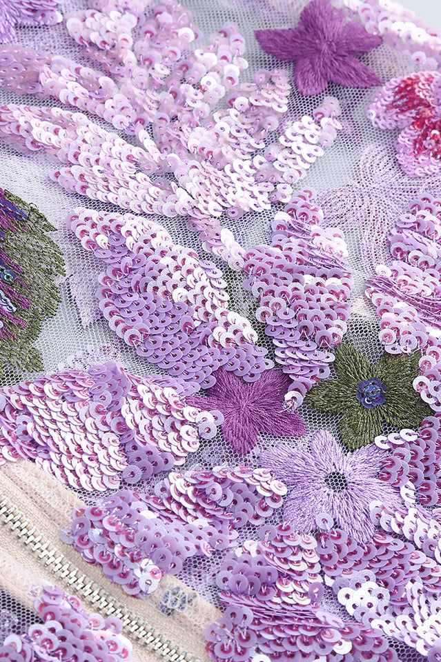 Sara | Sequin Floral Strapless Maxi Dress