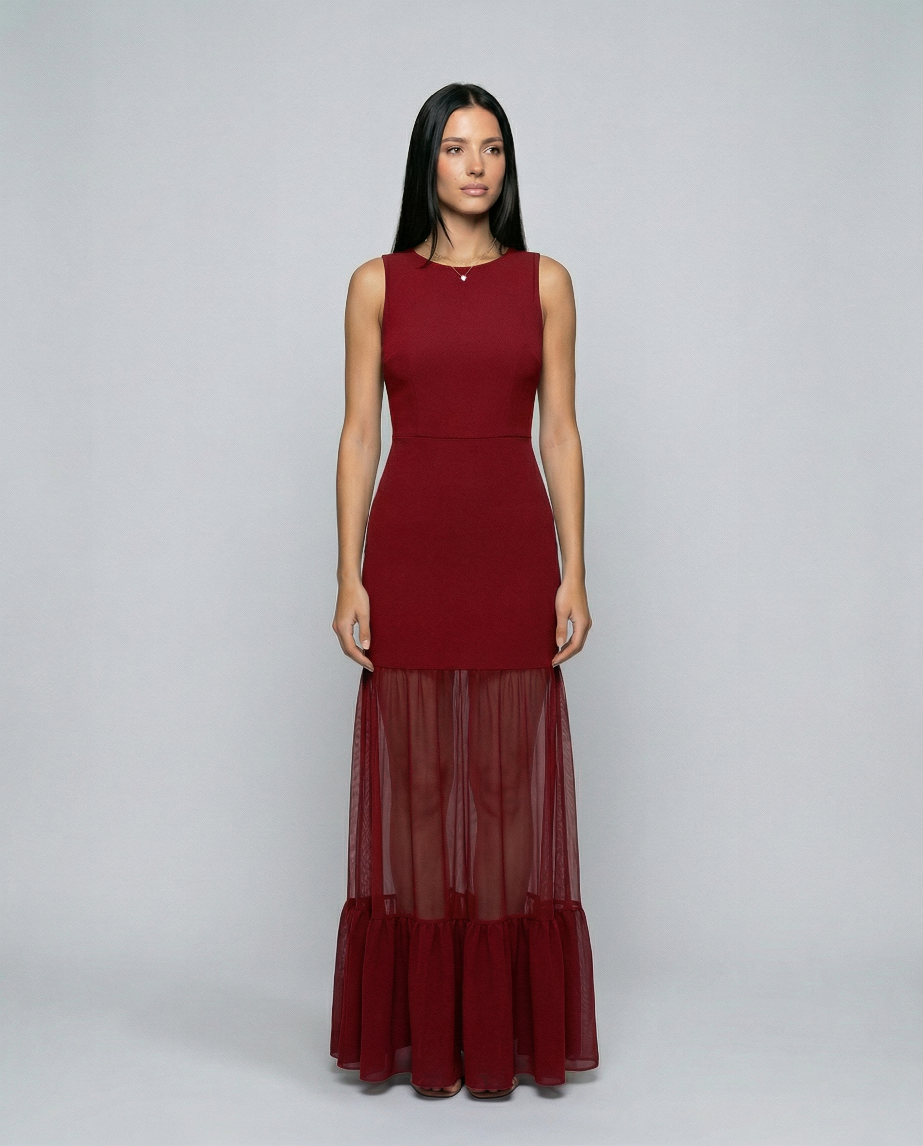 Alice | Maxi Dress with Sheer Panel Skirt