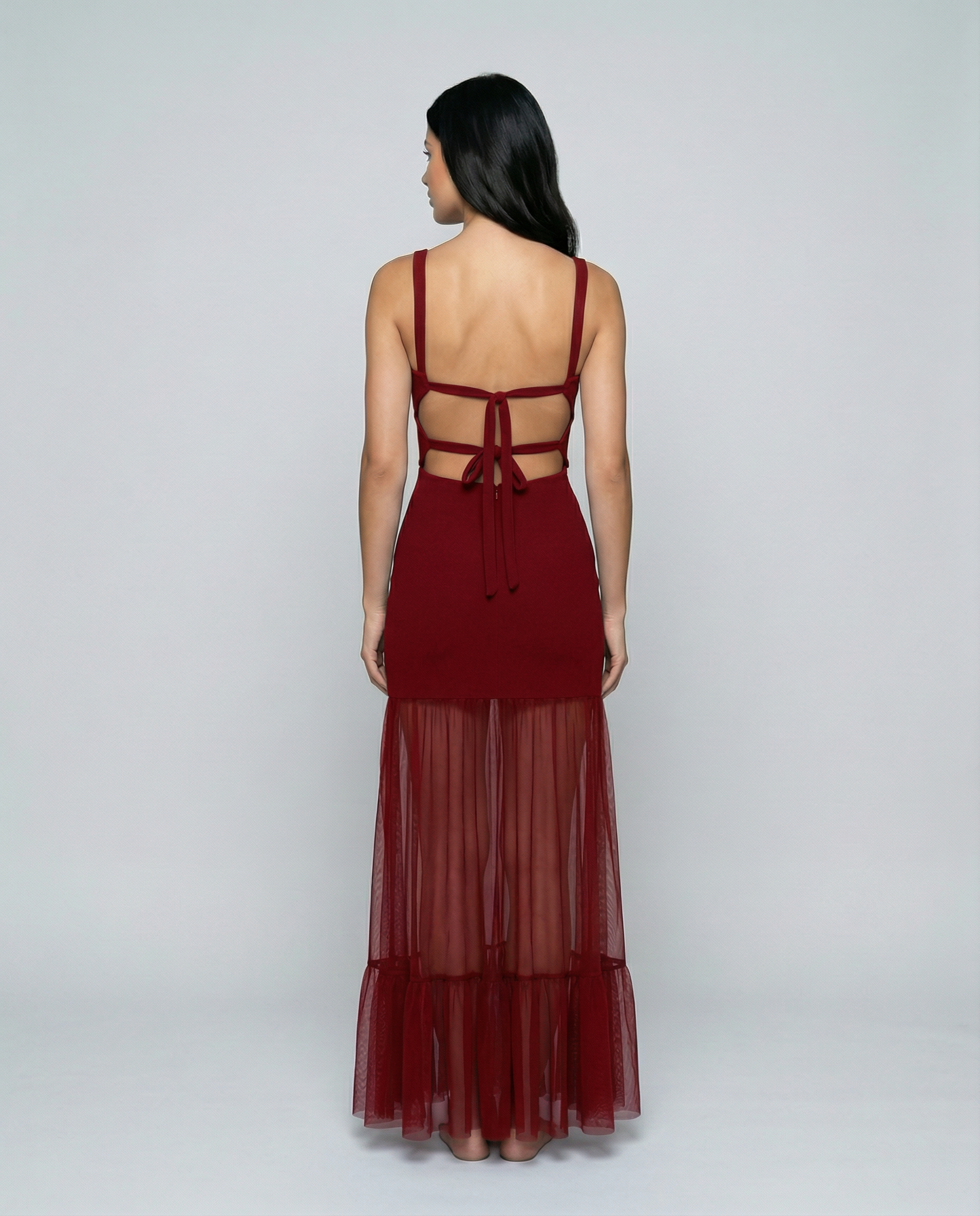 Alice | Maxi Dress with Sheer Panel Skirt